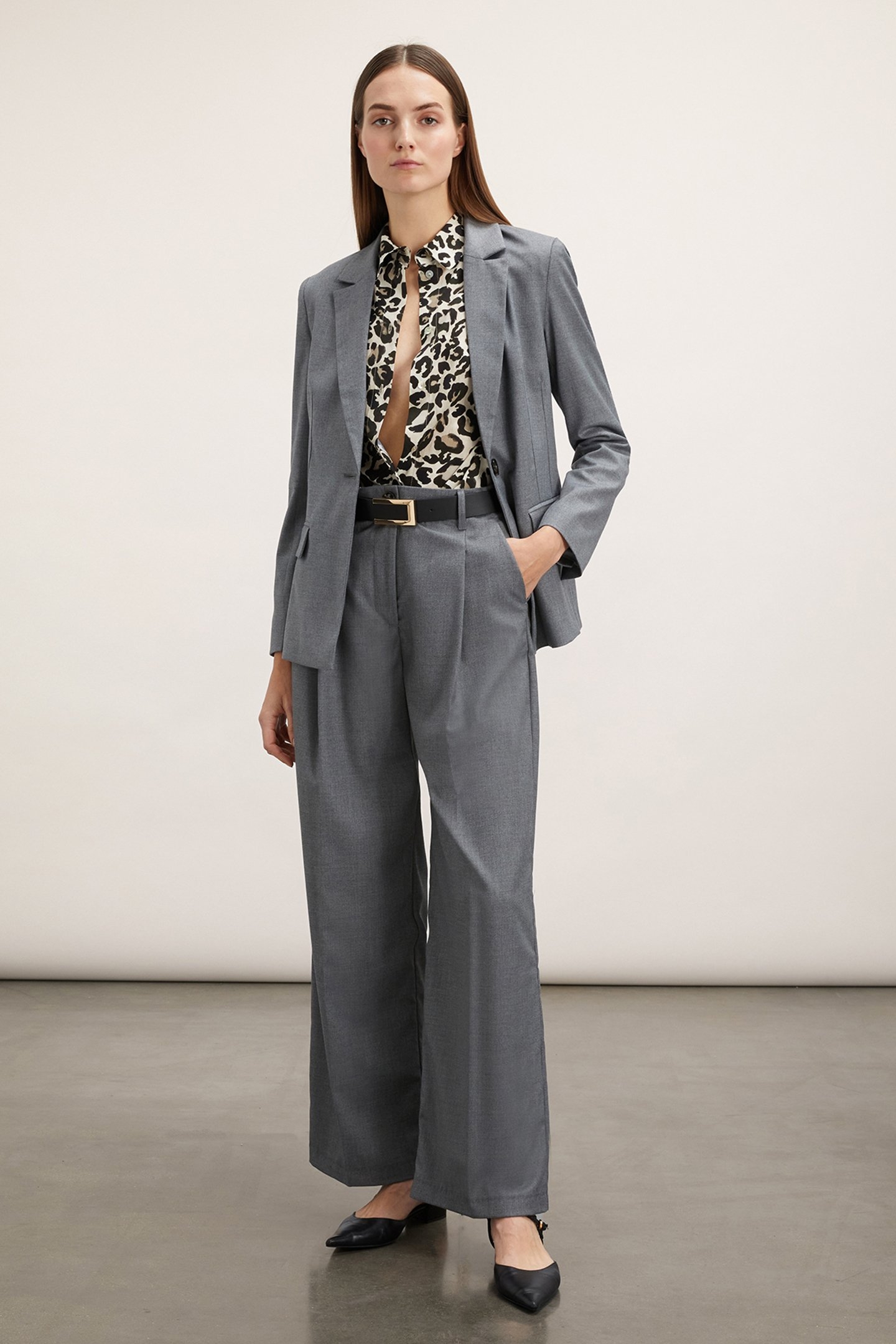 SINGLE-BREASTED POLYVISCOSE JACKET GREY 3