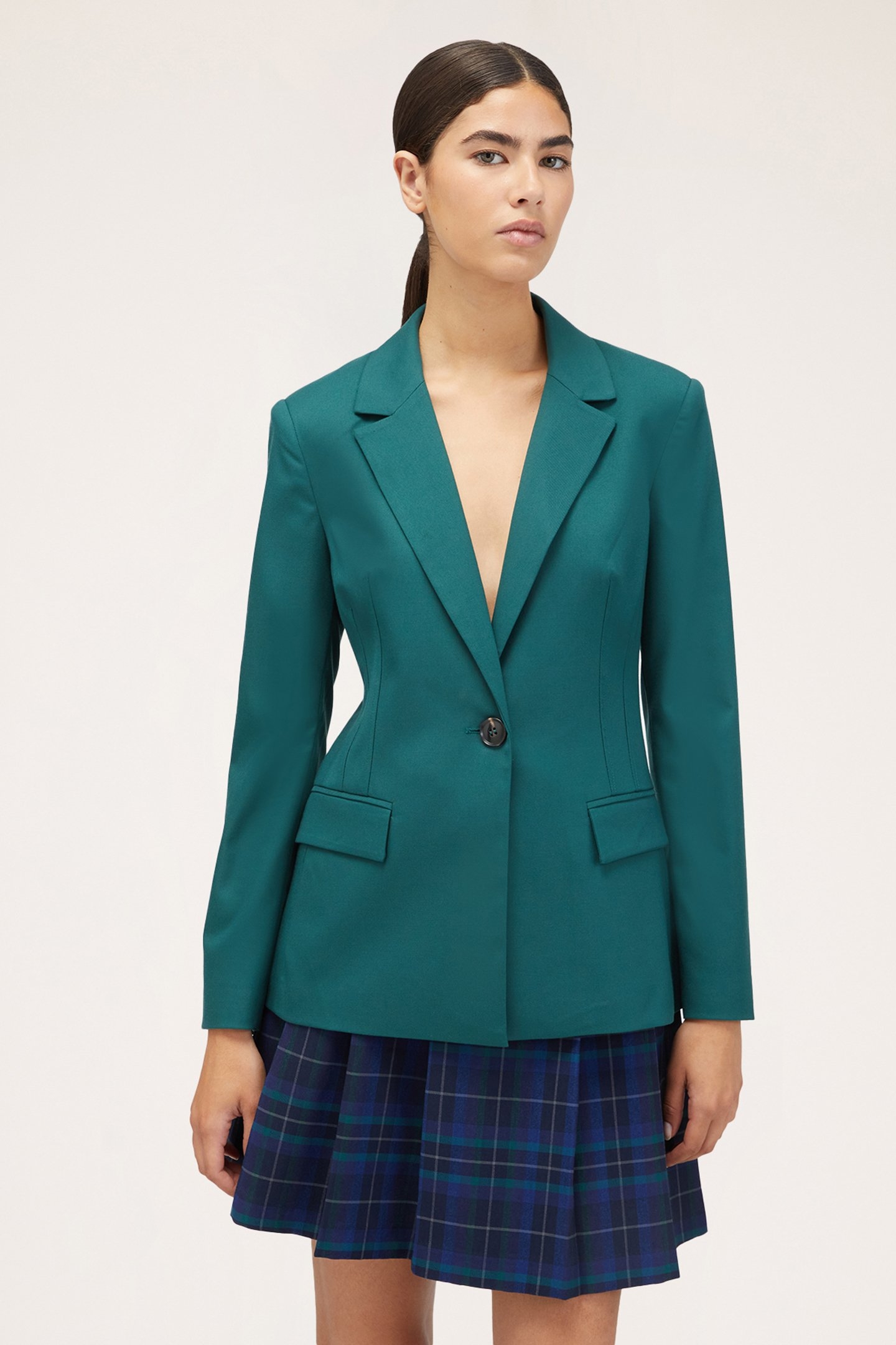 SINGLE-BREASTED POLYVISCOSE JACKET GREEN 1