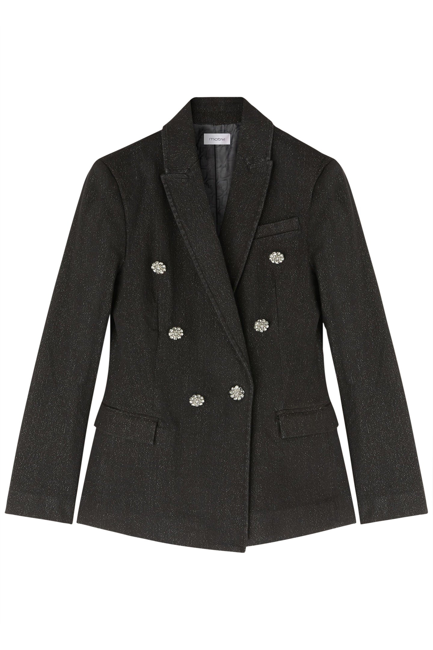 DOUBLE-BREASTED LUREX DENIM BLAZER BLACK 3