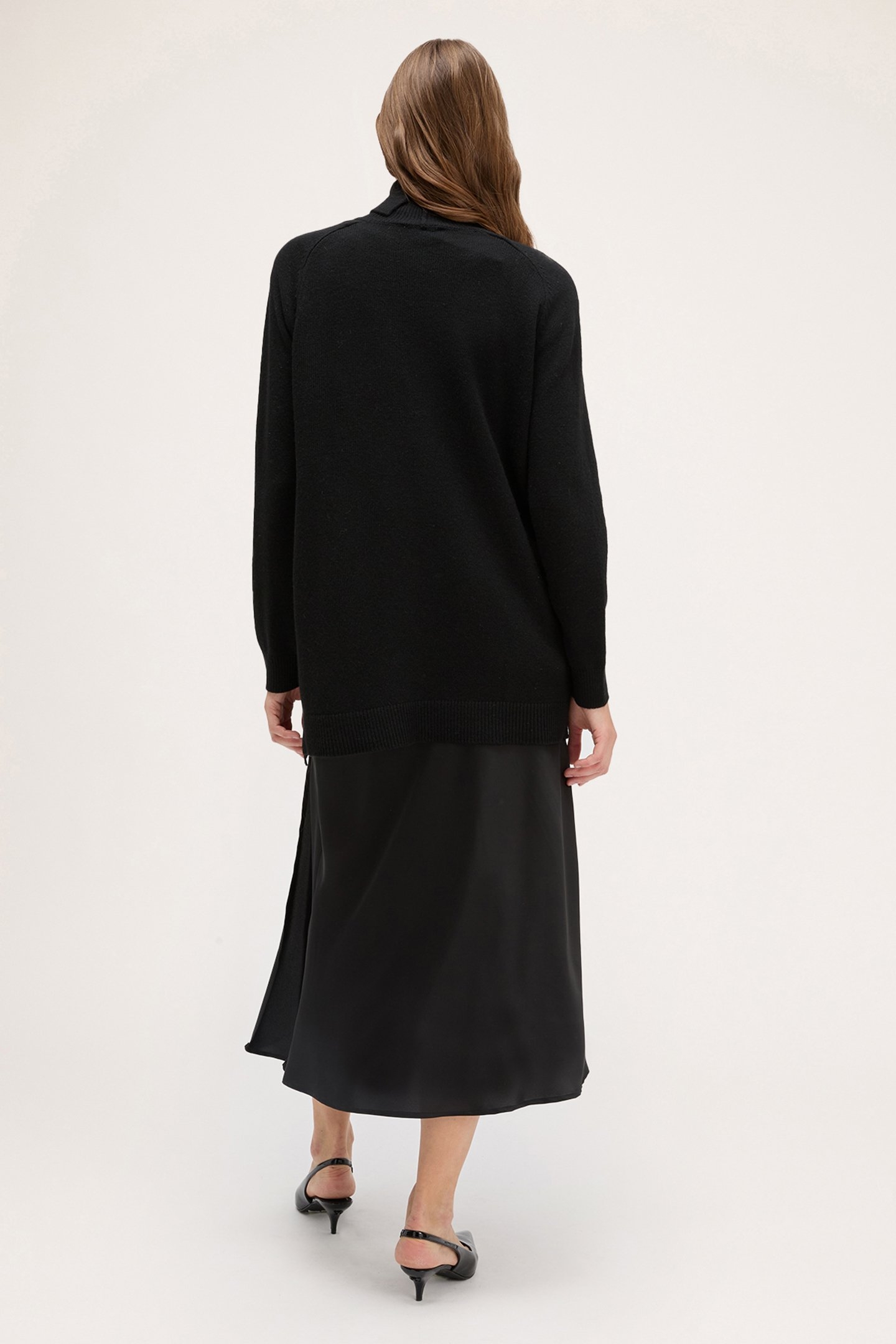 KNIT DRESS WITH SATIN SLIP BLACK 3