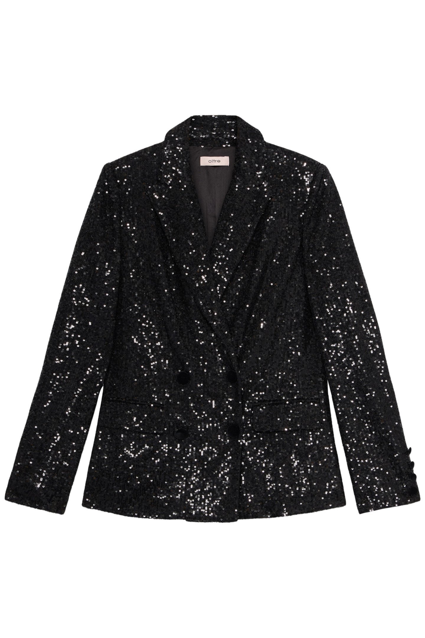 DOUBLE-BREASTED SEQUIN BLAZER BLACK 3