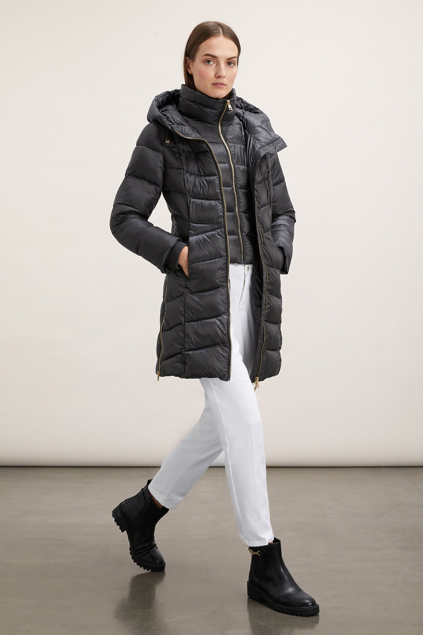 HOODED SLIM DOWN JACKET GREY 3