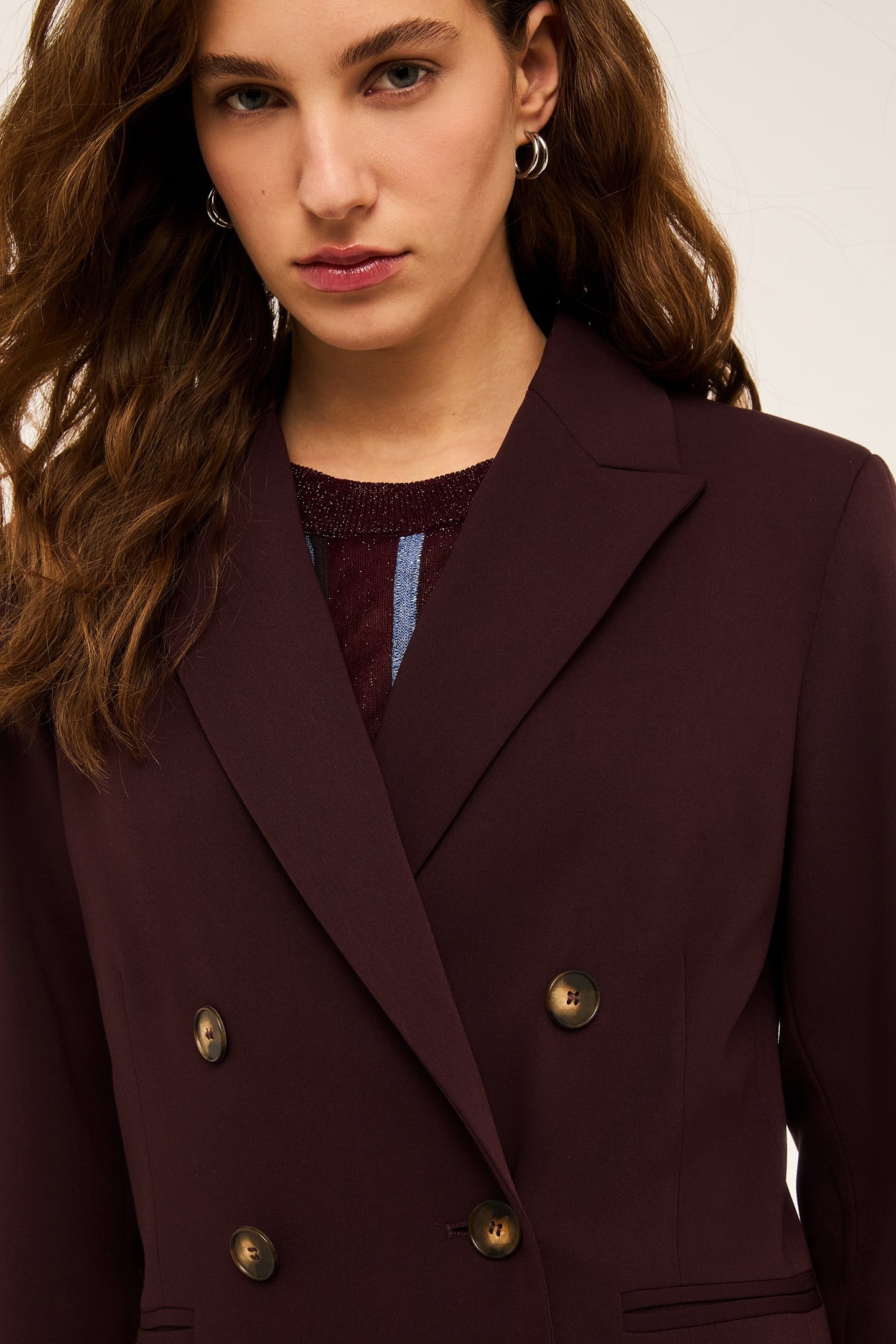 DOUBLE-BREASTED LONG JACKET BORDEAUX 5