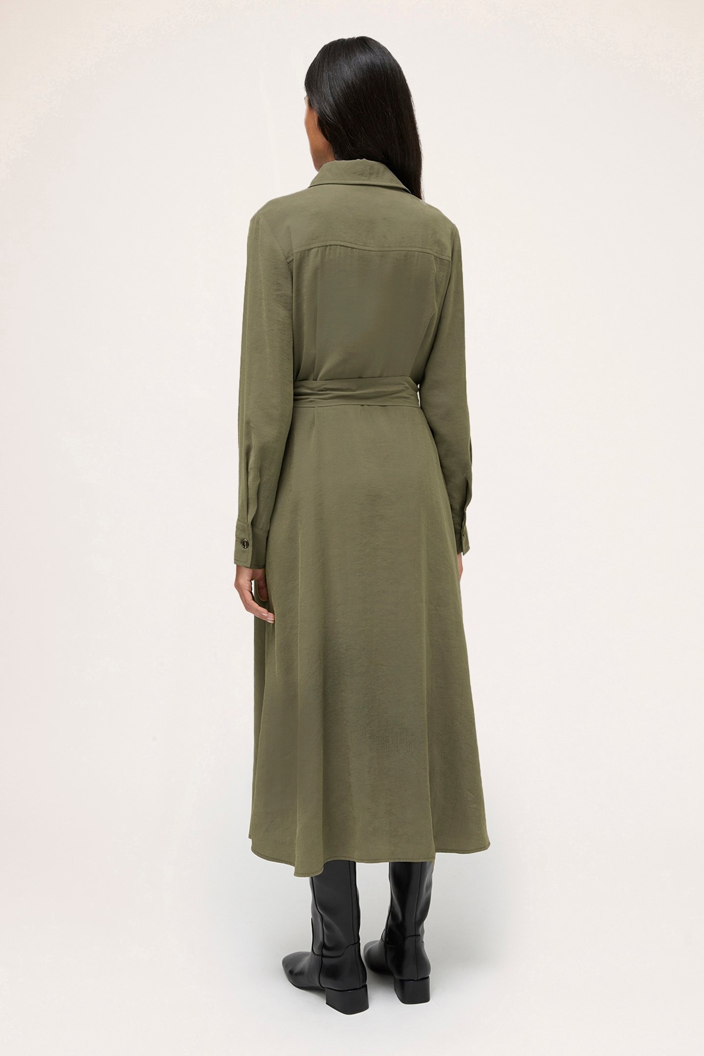 MODAL BLEND CHEMISIER DRESS MILITARY GREEN 2