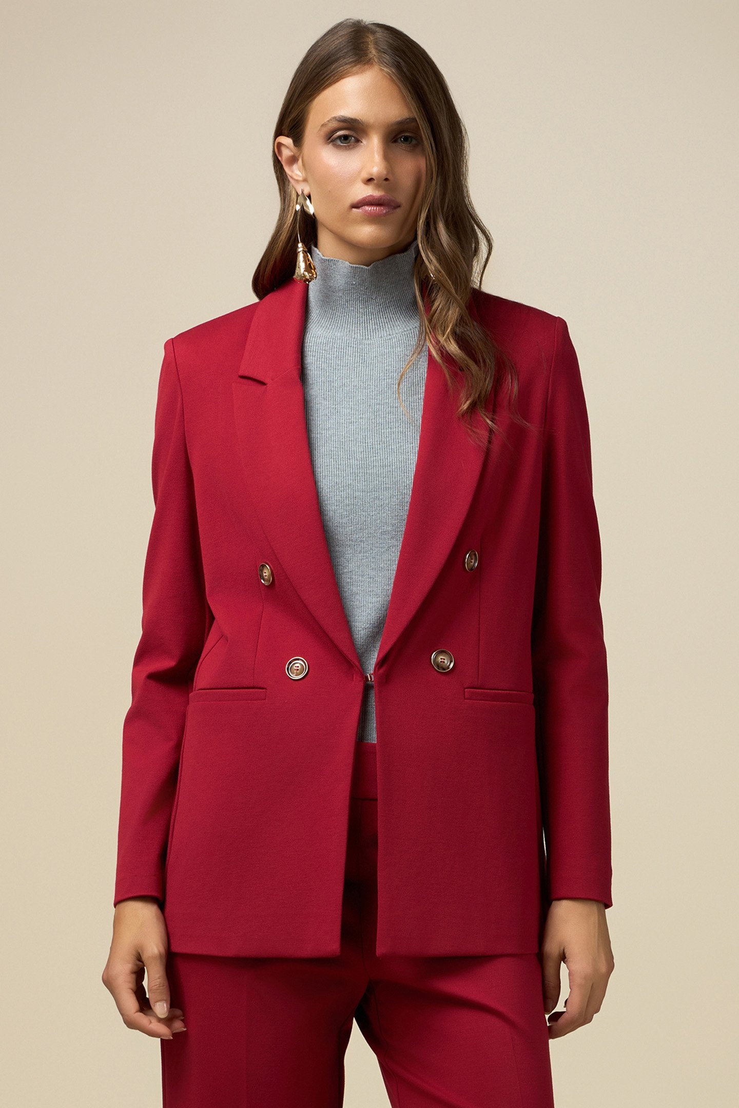 MILANO KNIT FABRIC BLAZER RED 1