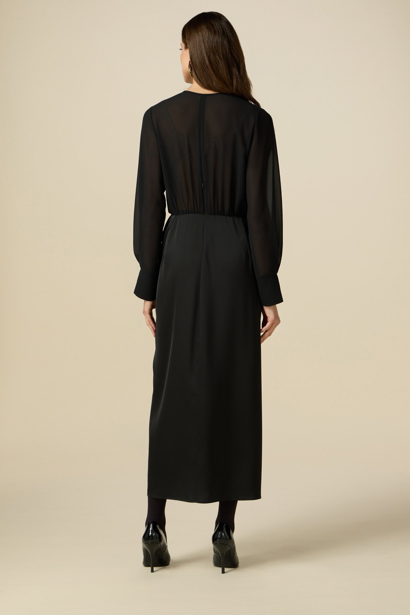 LONG DRESS WITH SATIN SKIRT BLACK 2