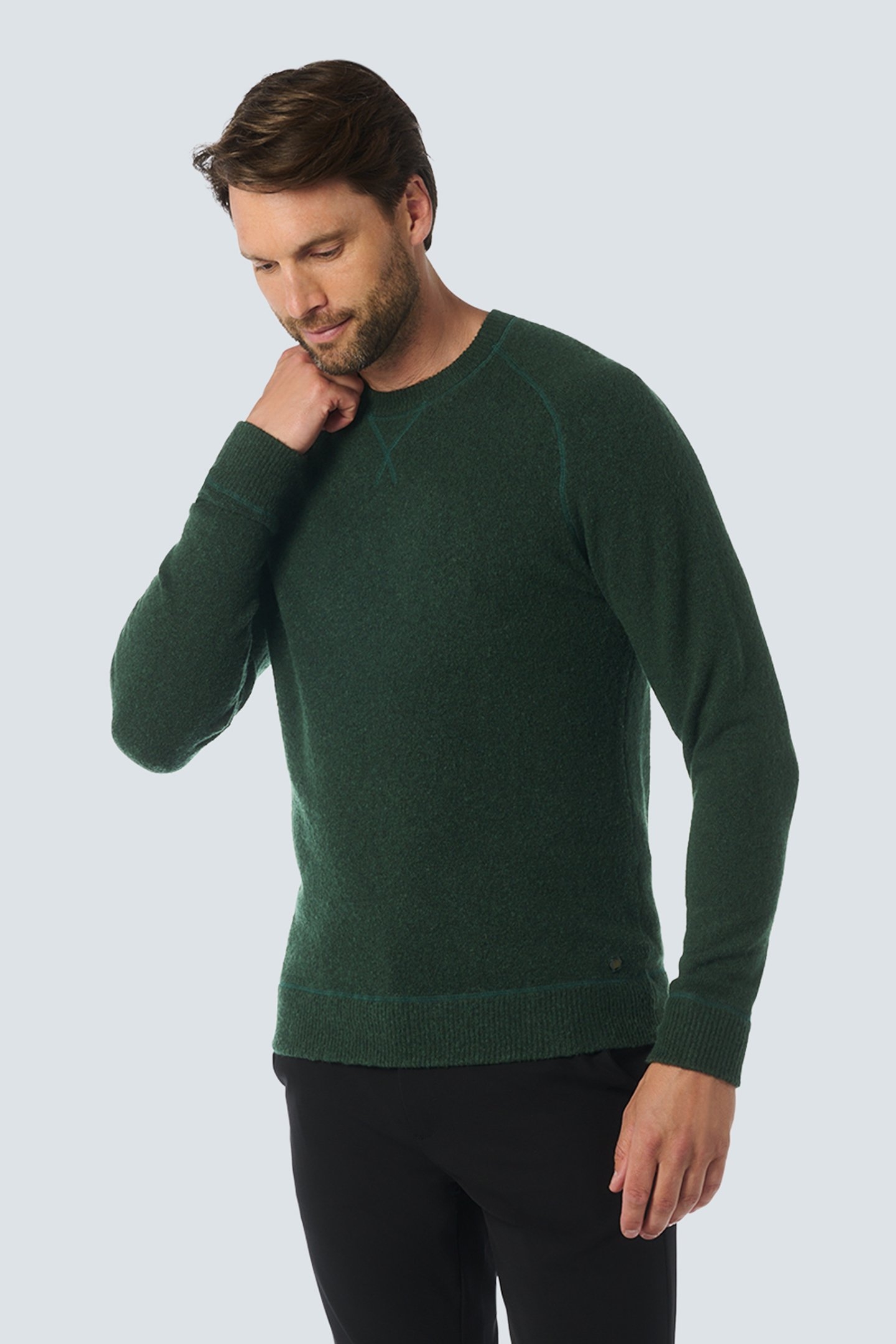 PULLOVER CREWNECK MELANGE WITH WOOL DARK GREEN 1