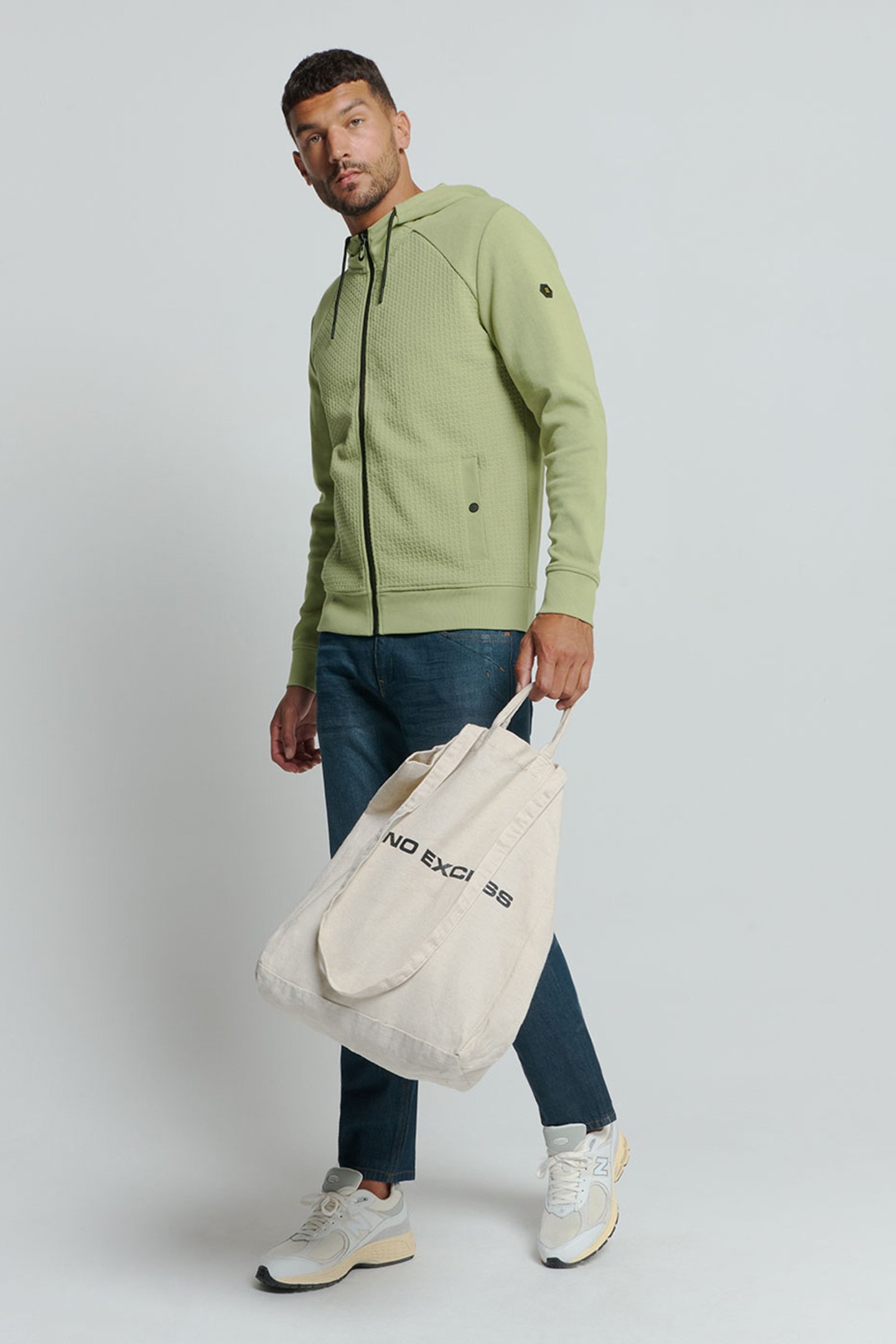 SWEATER HOODED FULL ZIPPER DOUBLE LAYER JACQUARD STRETCH SMO 3