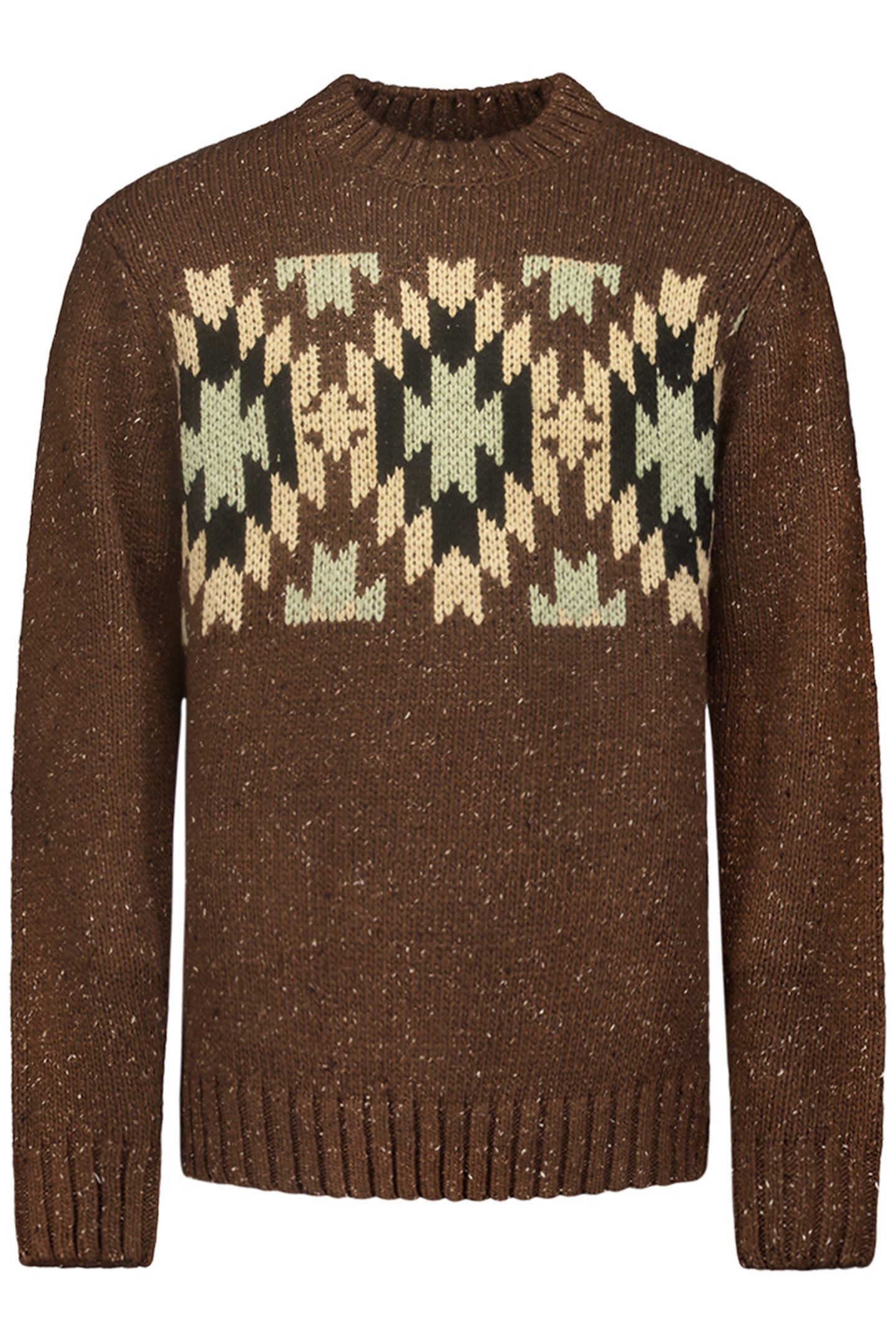 PULLOVER CREWNECK JACQUARD PATTERN WITH SILK BROWN 4