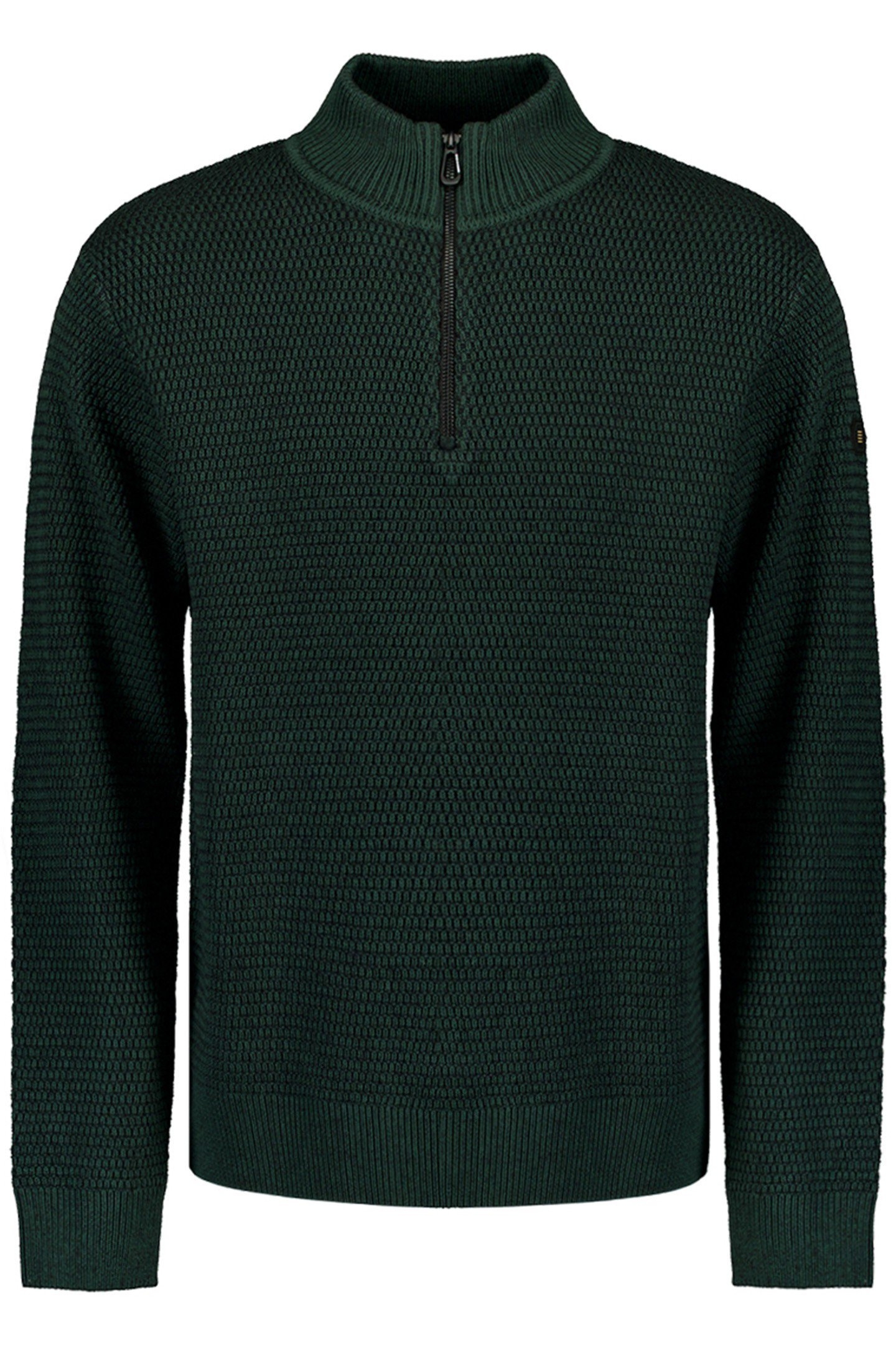 PULLOVER HALF ZIPPER 2 COLOURED MELANGE DARK GREEN 4