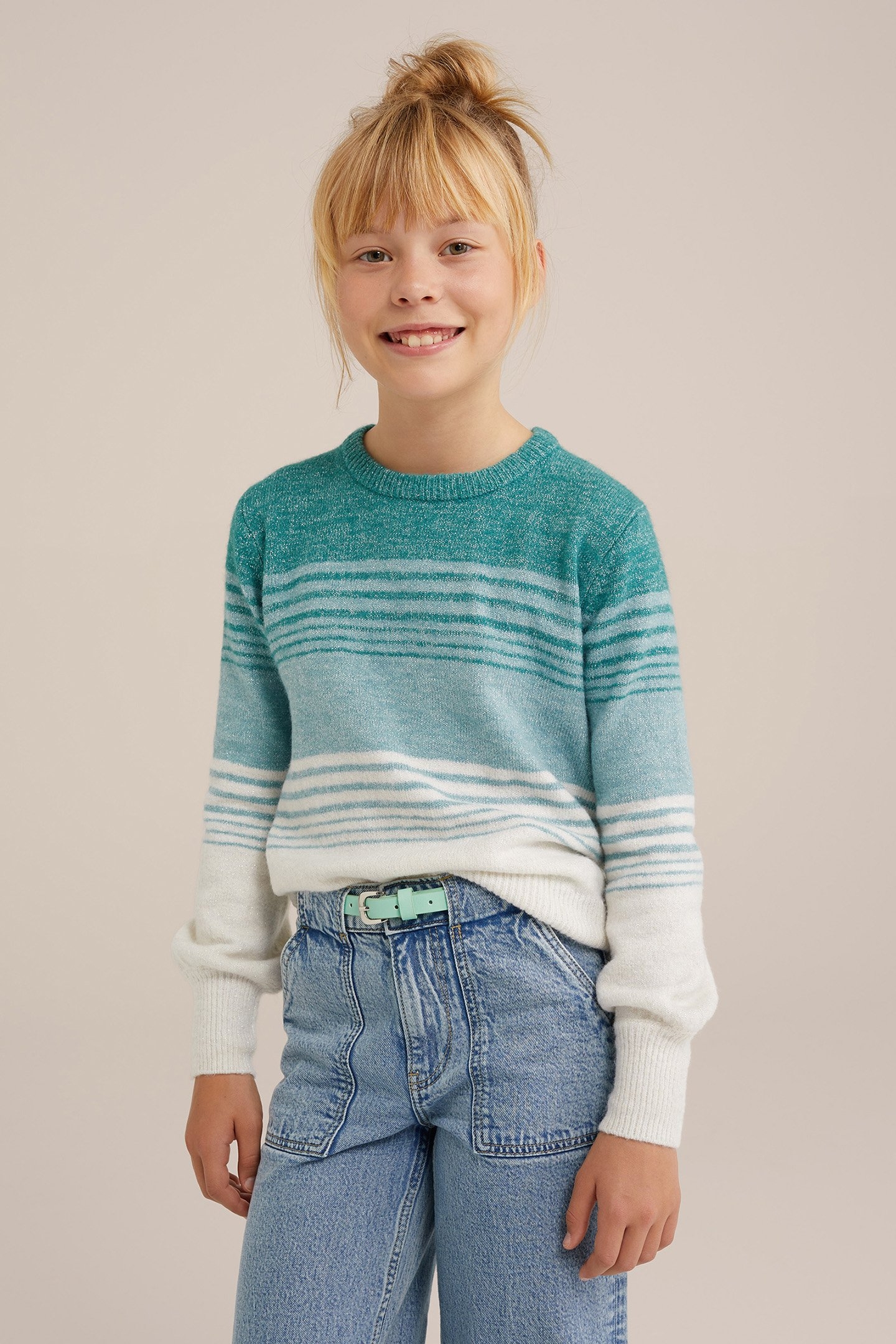 KNITTED PULLOVER GREEN BLUE 1