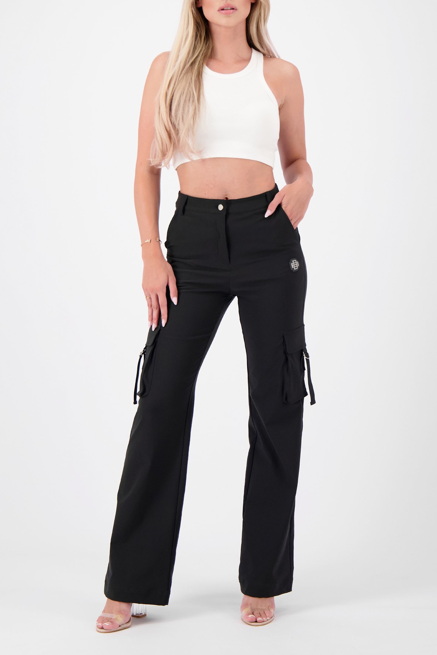 BELTED CARGO PANTS BLACK 3