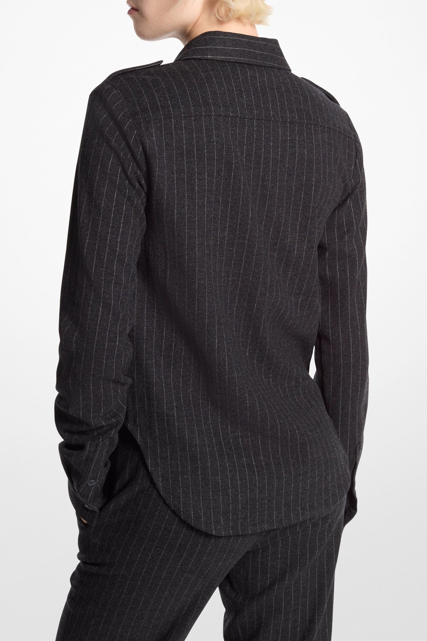 WOOL FITTED ARMY SHIRT CHARCOALHTHR 2