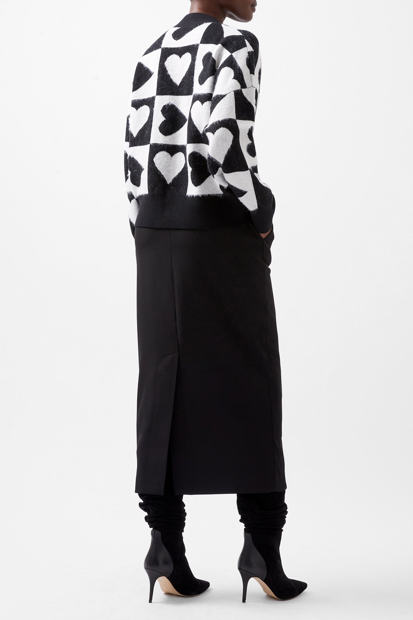 JULIANNA HEART CARDIGAN BLACKOUT/WINTERWHITE 2