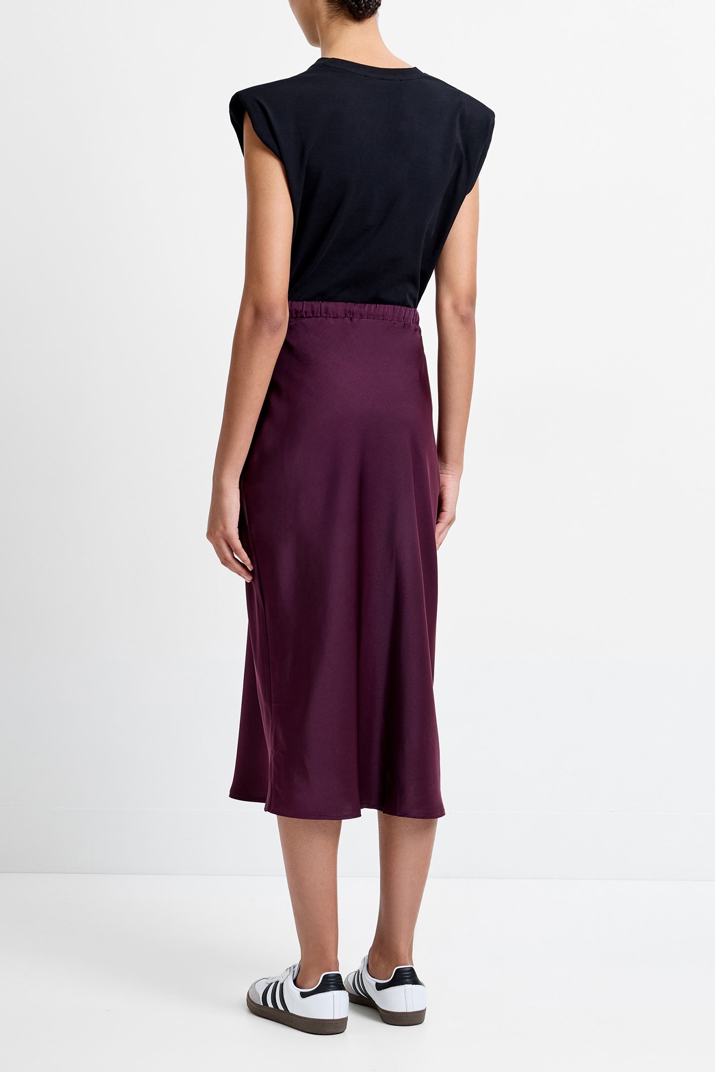 SATIN BIAS TIE SKIRT BURGUNDY 3