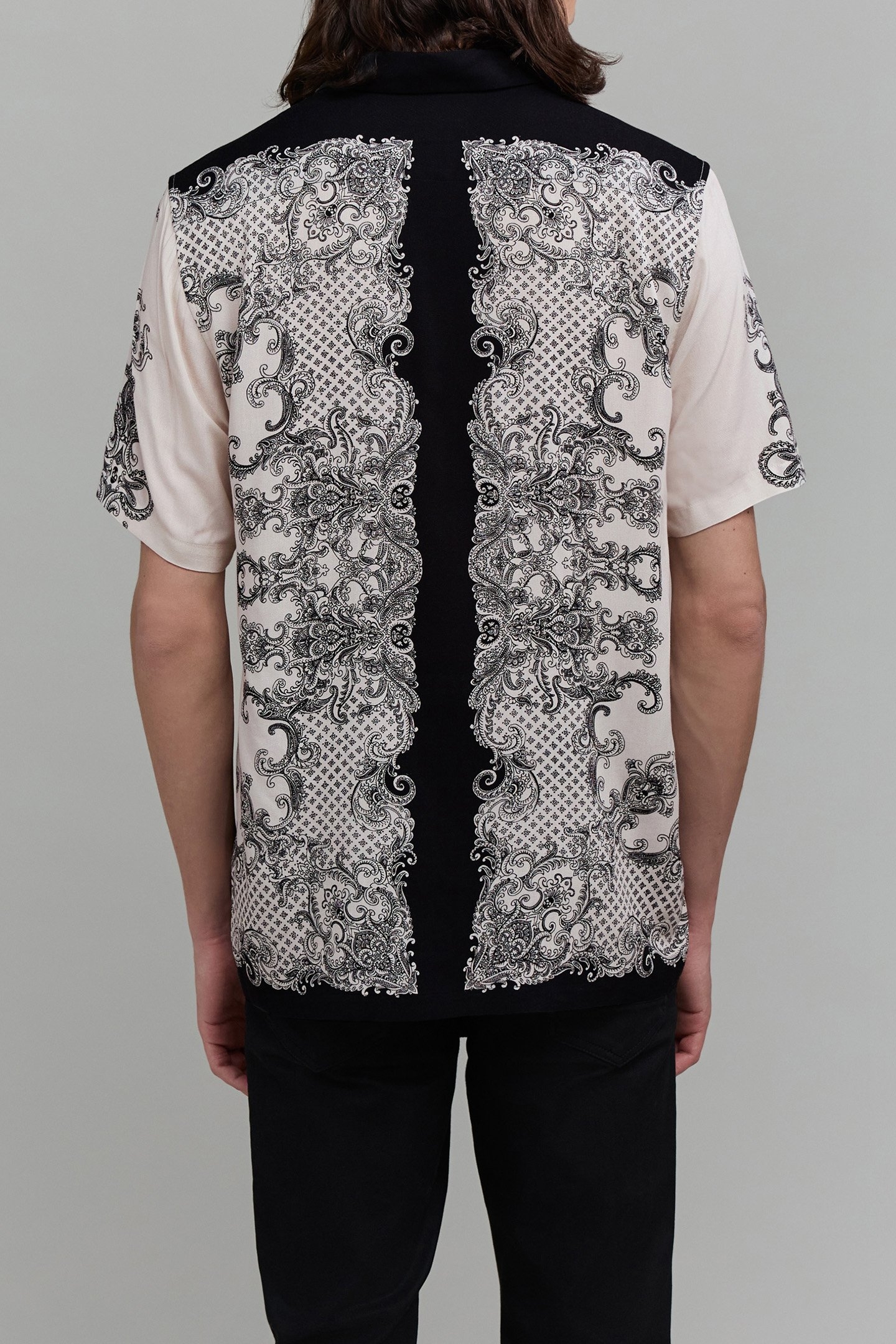 BLACK REGULAR SHIRT WITH BAROQUE MOTIF BLACK 2