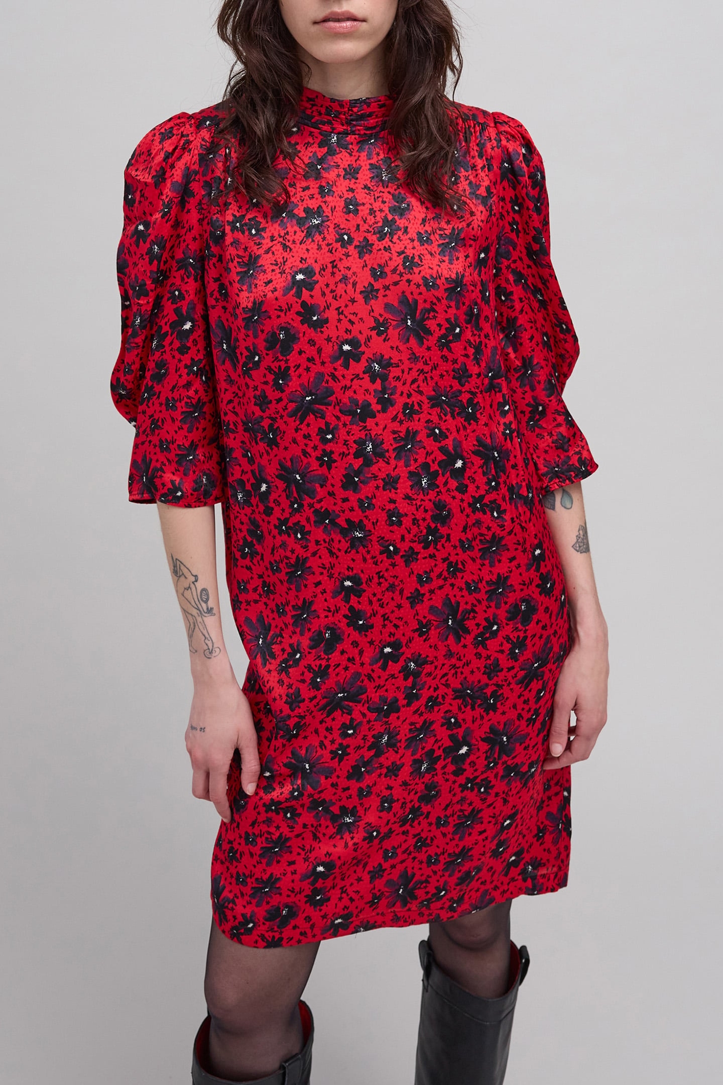RED ROCK FLORAL PRINT DRESS VERMILLON 1