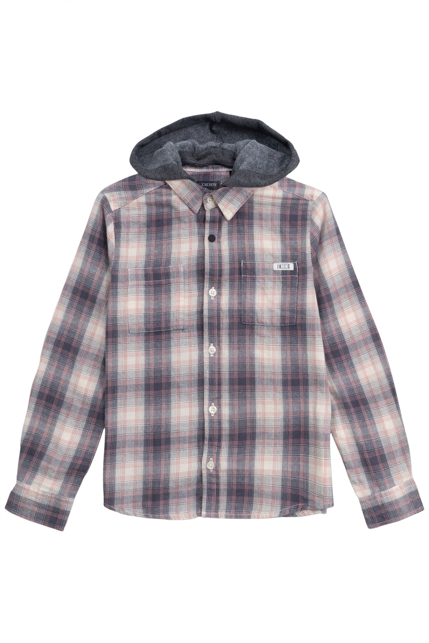 BOY'S BEIGE PLAID SHIRT WITH REMOVABLE HOOD 1