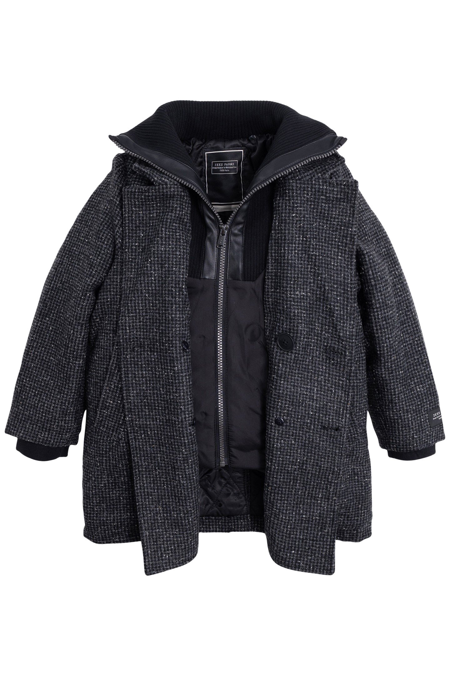 BOY'S GRAY PLAID COAT WITH TWO-PLY TRIM 3