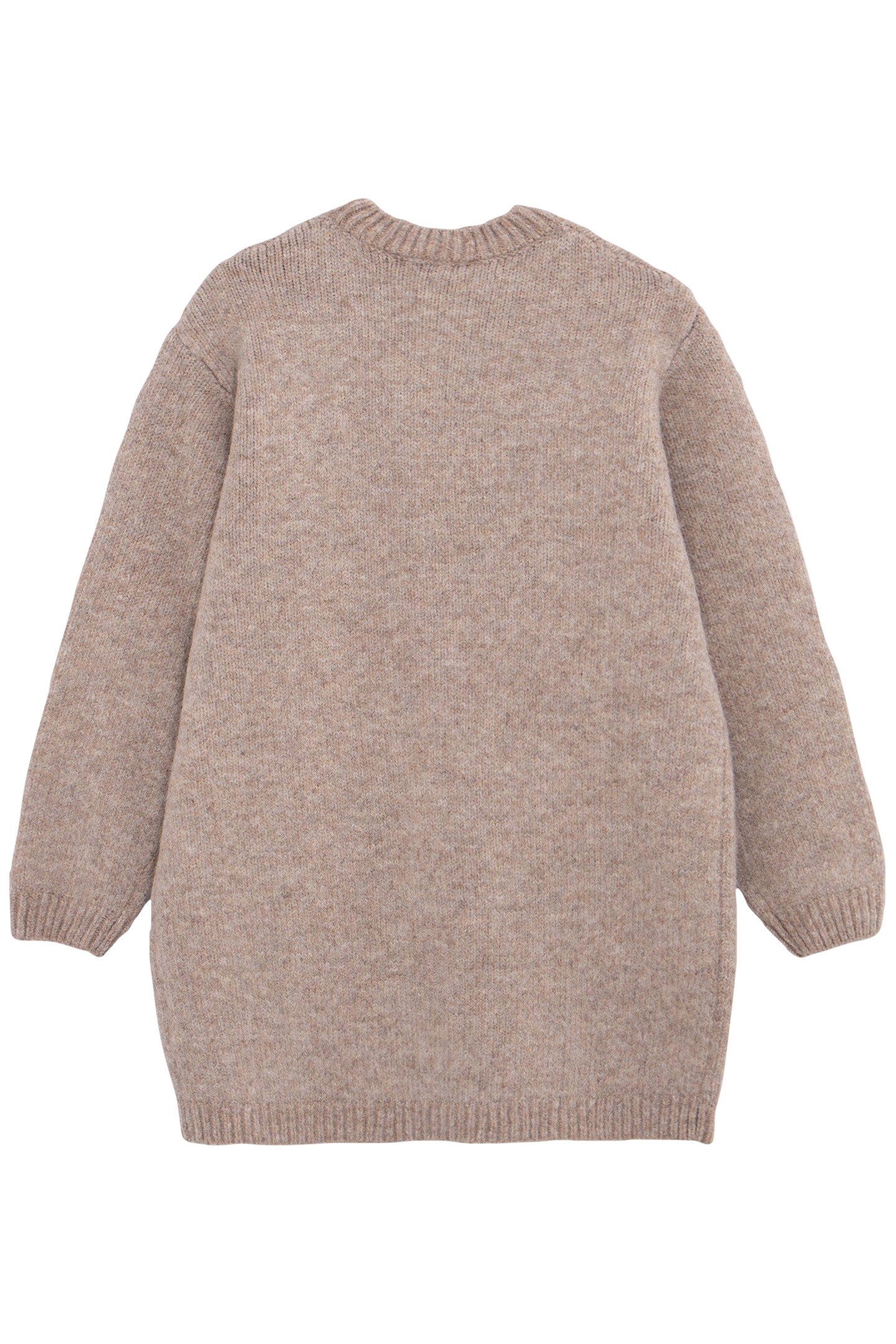 GIRL'S BEIGE KNITTED SWEATER DRESS WITH LUREX EMBROIDERY 2