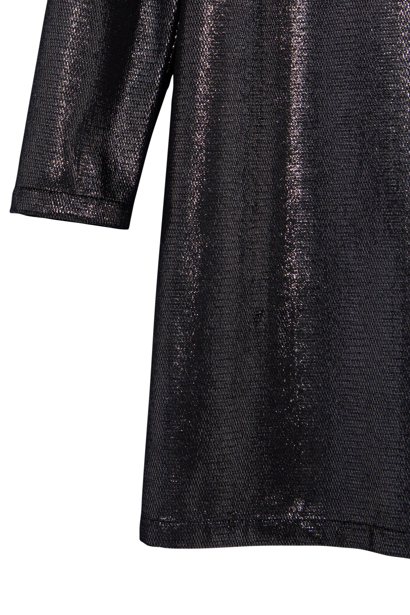 BLACK SEQUINED VELVET DRESS WITH HIGH COLLAR FOR GIRLS 5