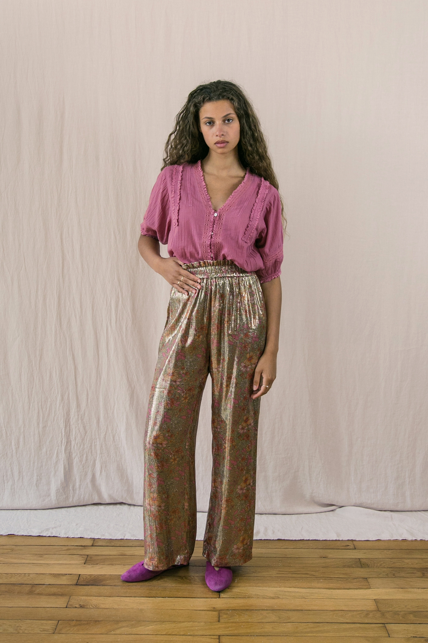 PANTS OLIVIA KHAKI MULTI FLOWERS 2