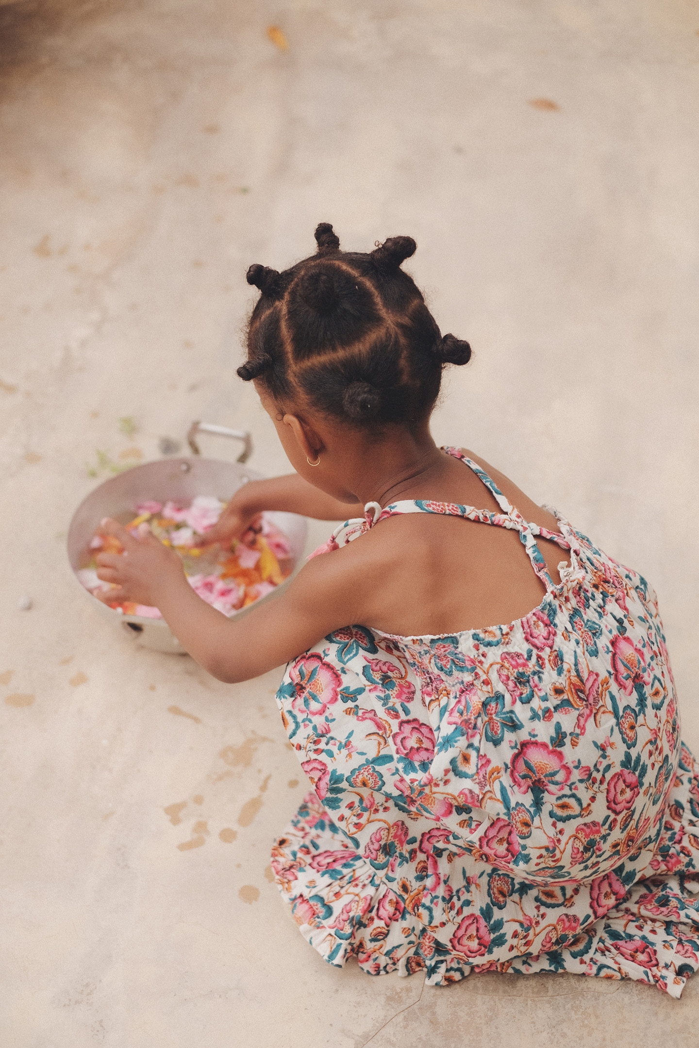 DRESS MARCELINE CREAM INDIAN FLOWERS 2