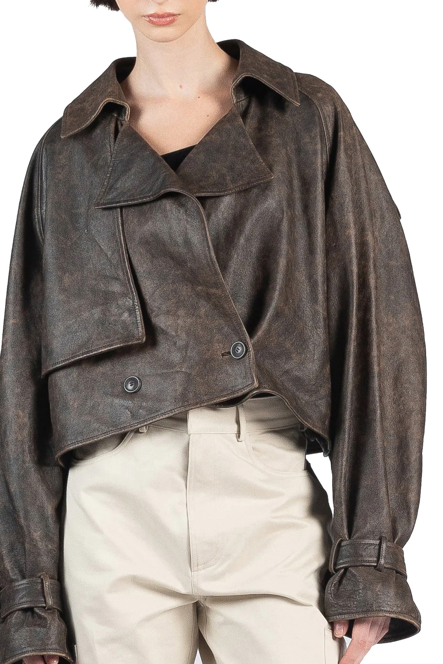 CROPPED TRENCH COAT BROWN 4