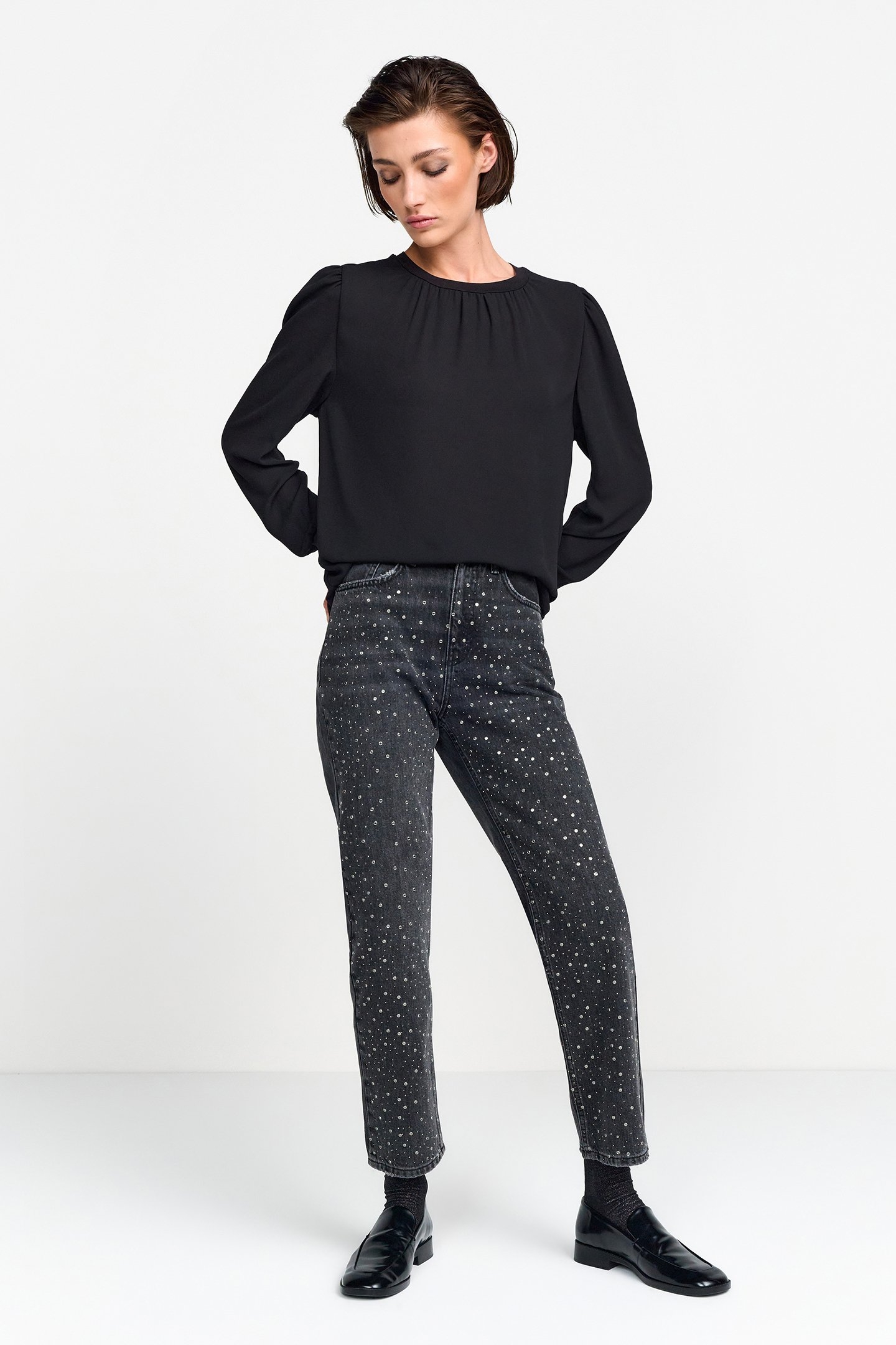 MAT MIX BLOUSE BLACK 1