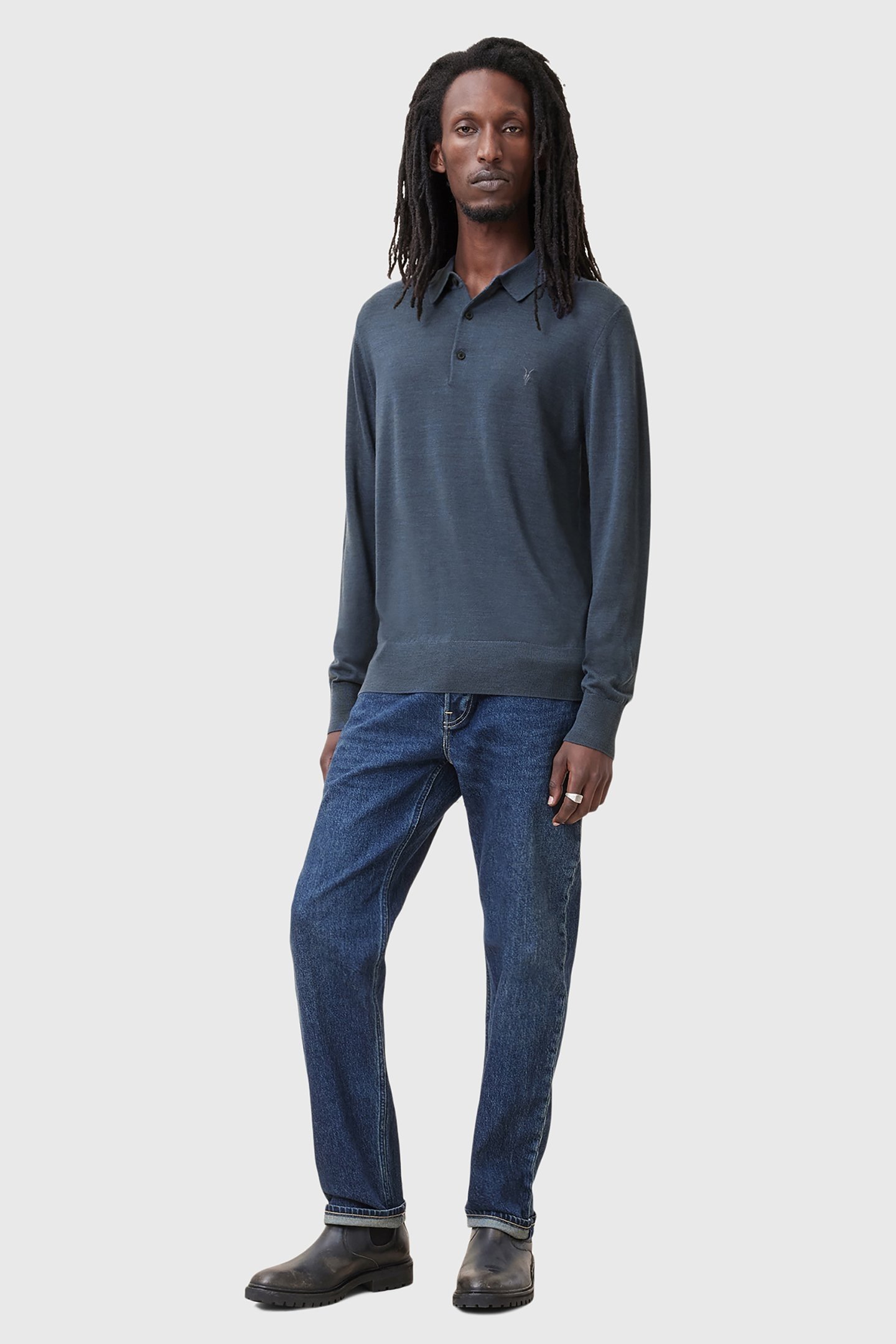 MODE MERINO LS POLO PITCHED BLUE 2