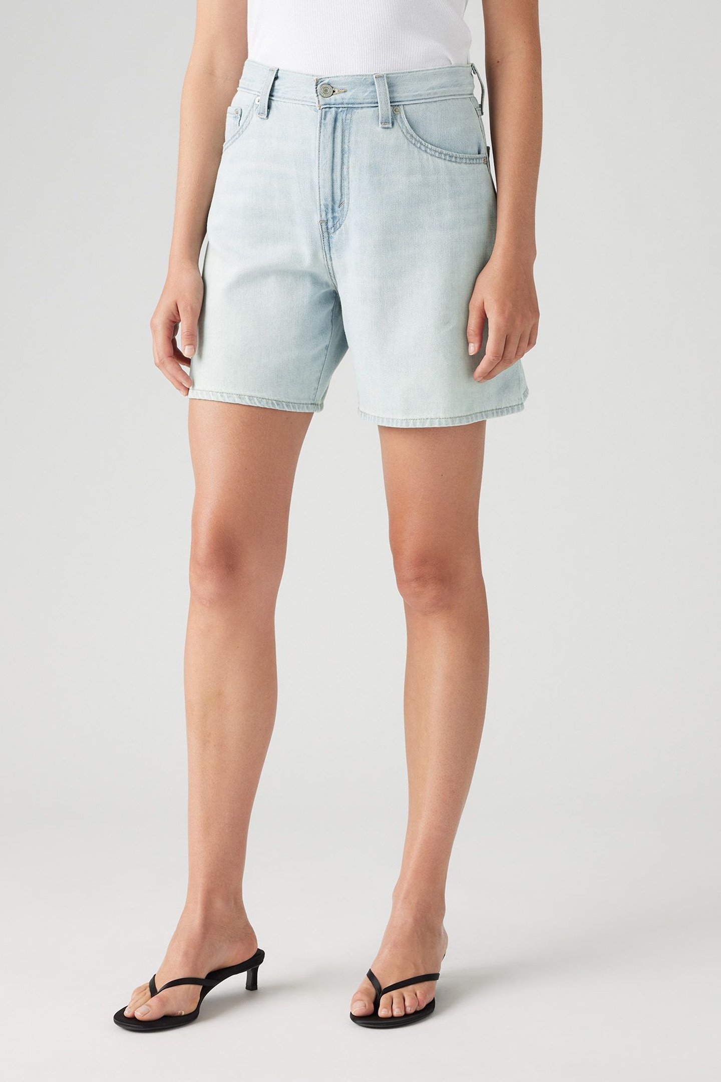 HIGH RISE BAGGY SHORTS LIGHT INDIGO 1