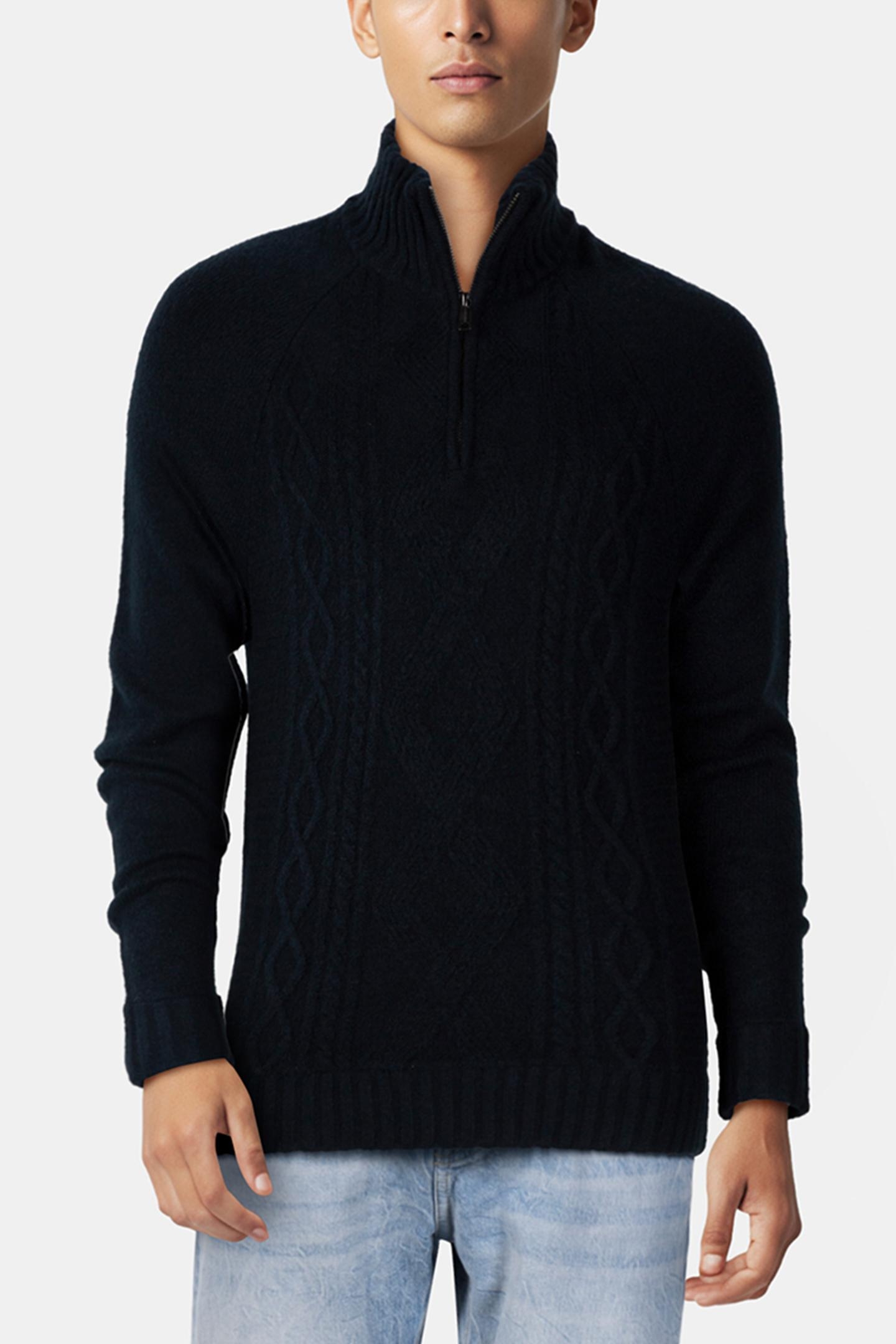 MARCIANO BY GUESS LS HALF ZIP CABLE SW NAVY SEA 1