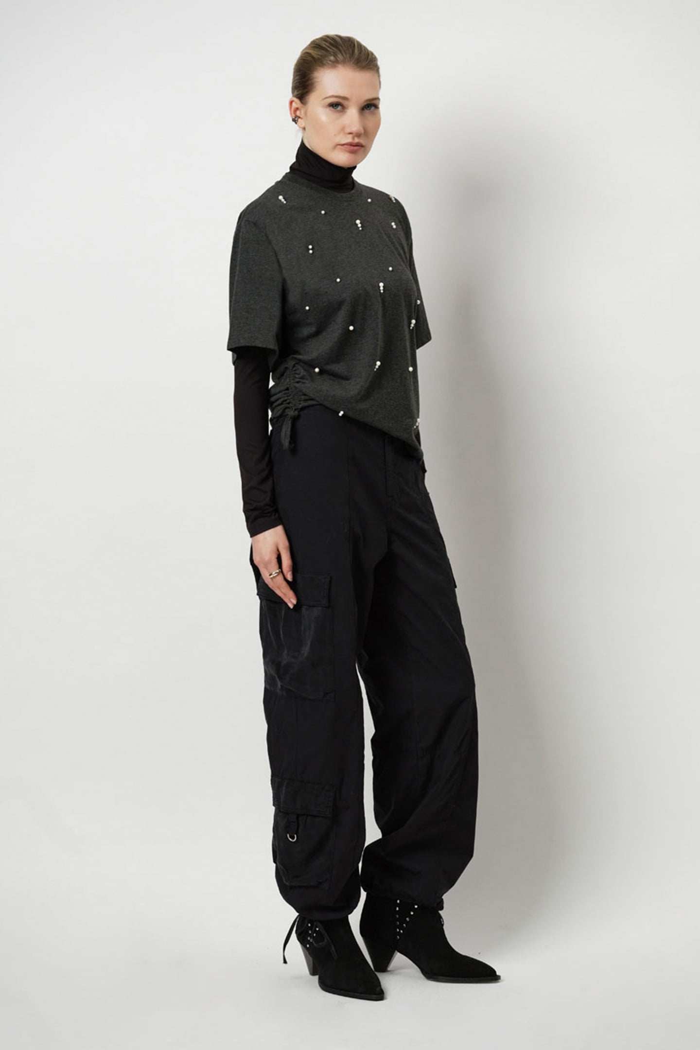 KAIA STUDDED SUEDE BOOTS RAVEN 2