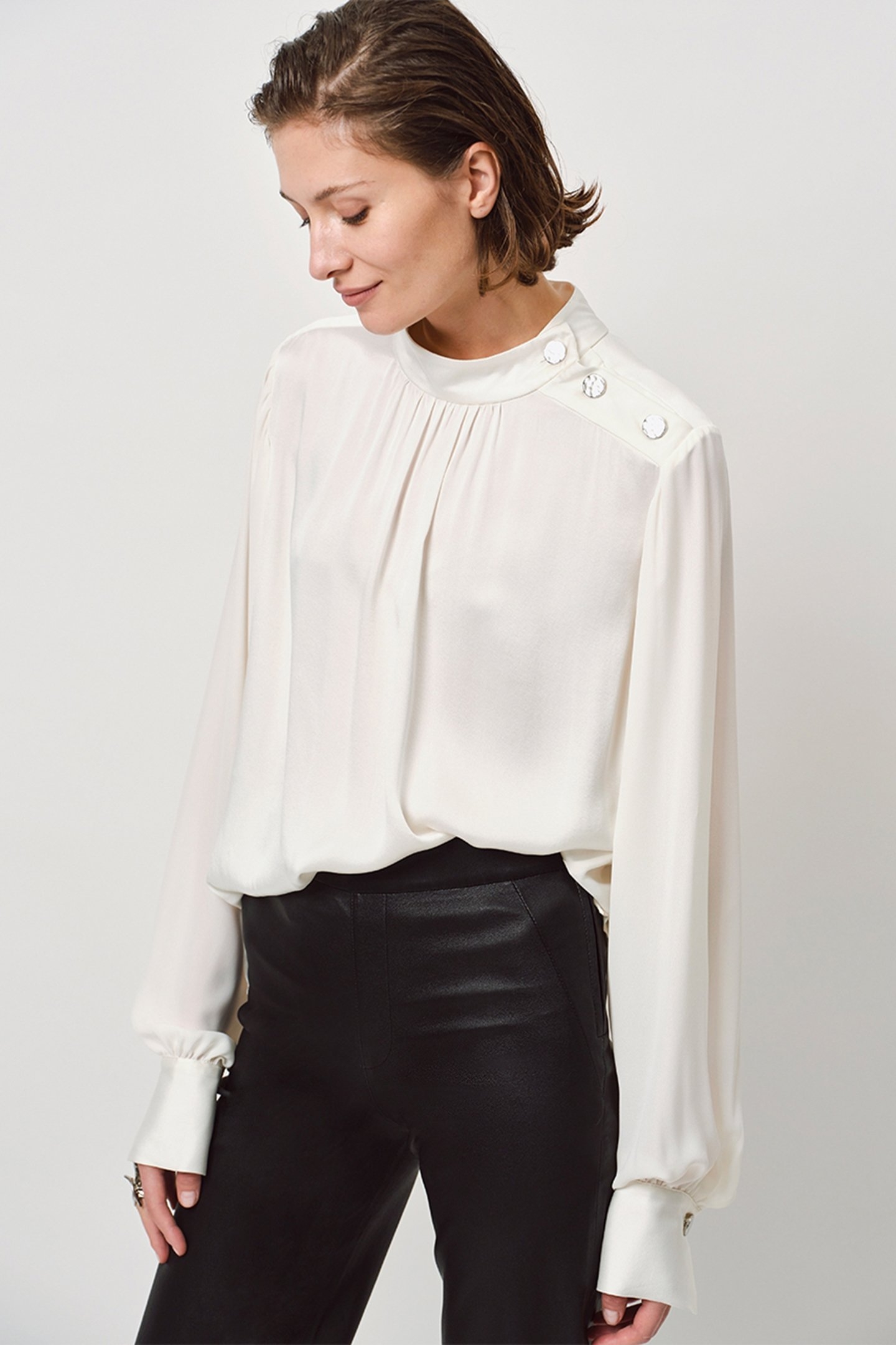 ALTHEA SILK TOP ECRU 1