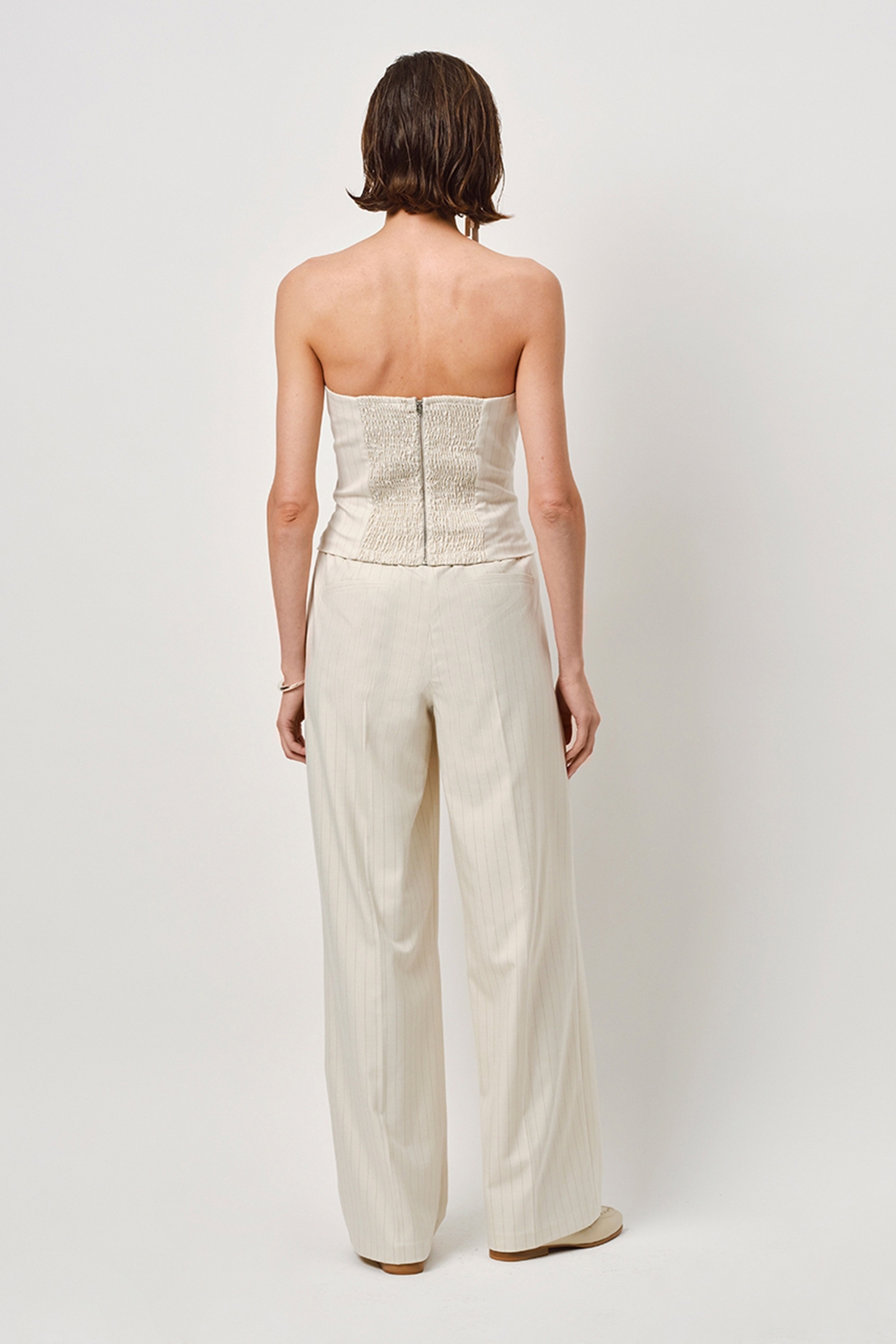 SPANGLE BUSTIER TOP ECRU 2