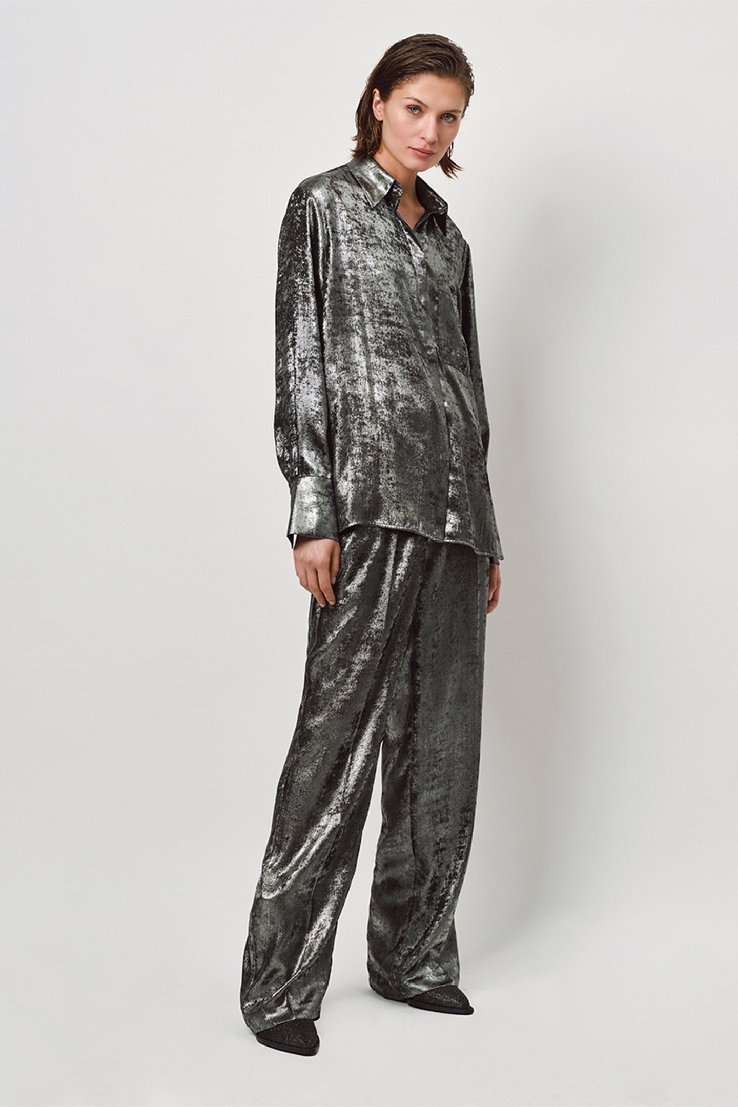 CATHIN METALLIC LONG SHIRT GUN METAL 1