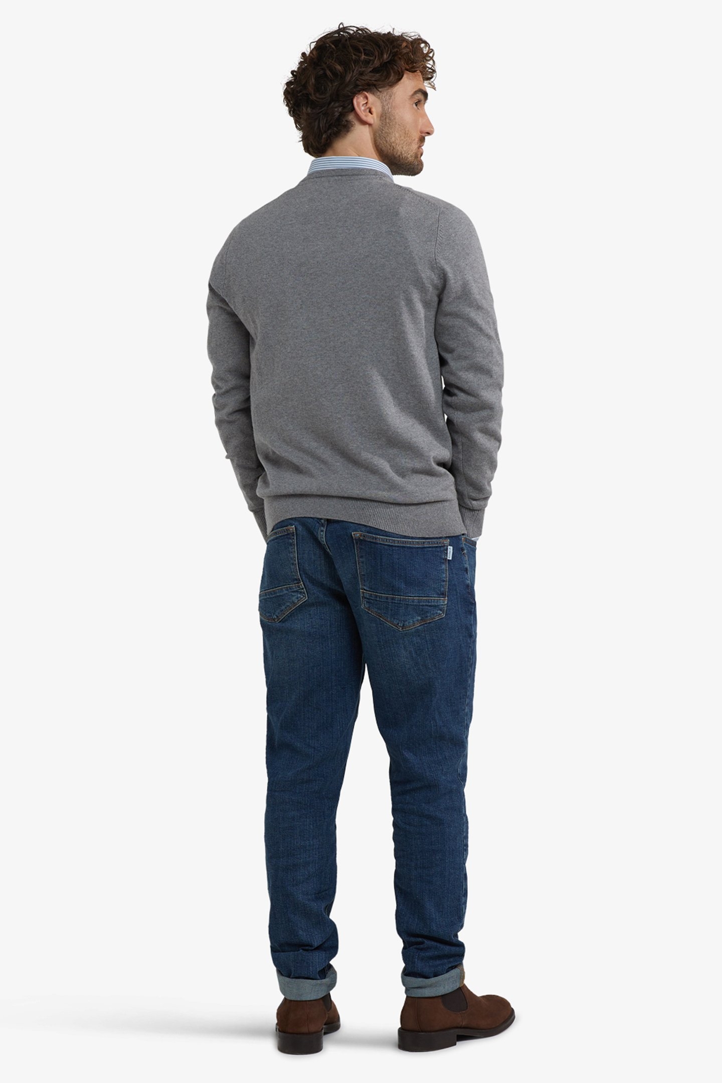 V-NECK SWEATER MEDIUM GREY MELANGE 3