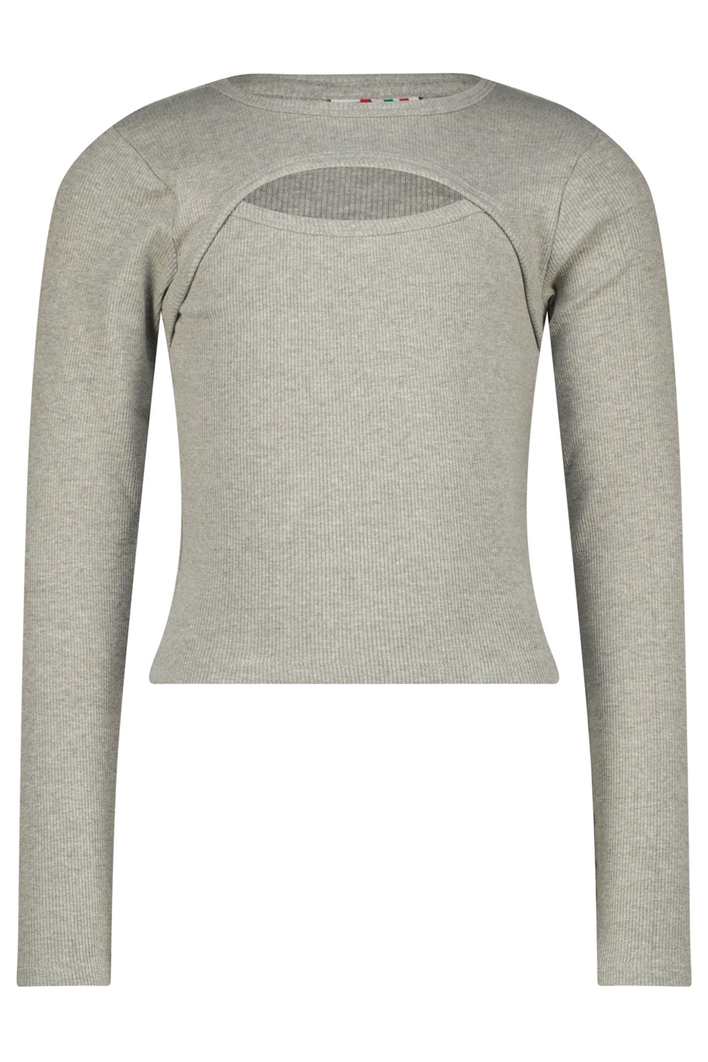 GIRLS G-BASIC-RIB DETAIL T-SHIRT LIGHT GREY MELEE 3