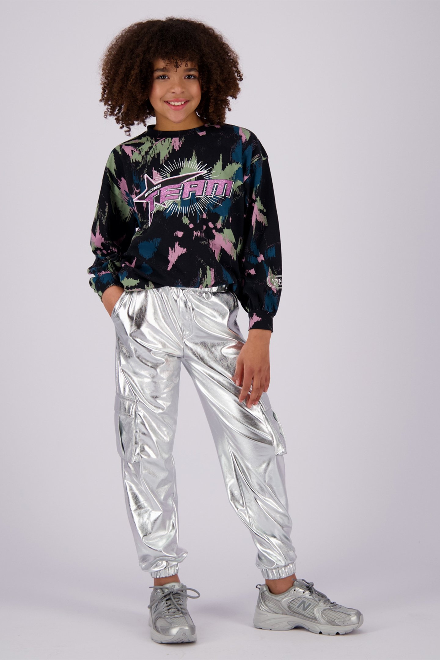 GIRLS SHYLA PANTS SILVER METALLIC 1