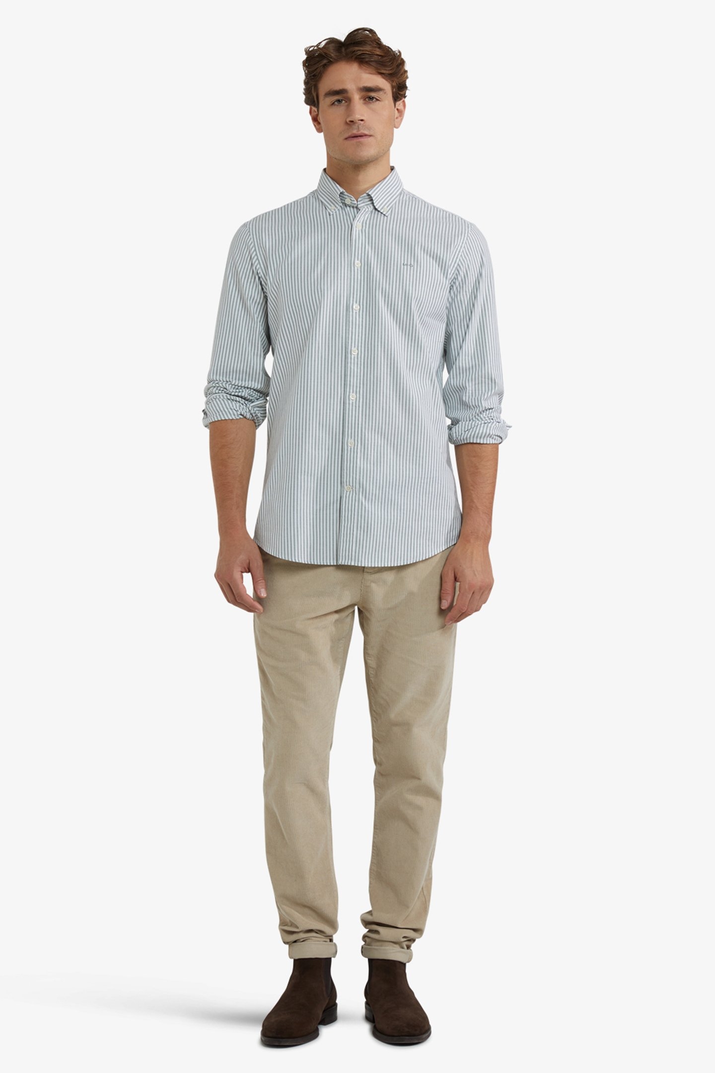 STRETCH OXFORD SHIRT BIG STRIPE WINTER SAGE 2