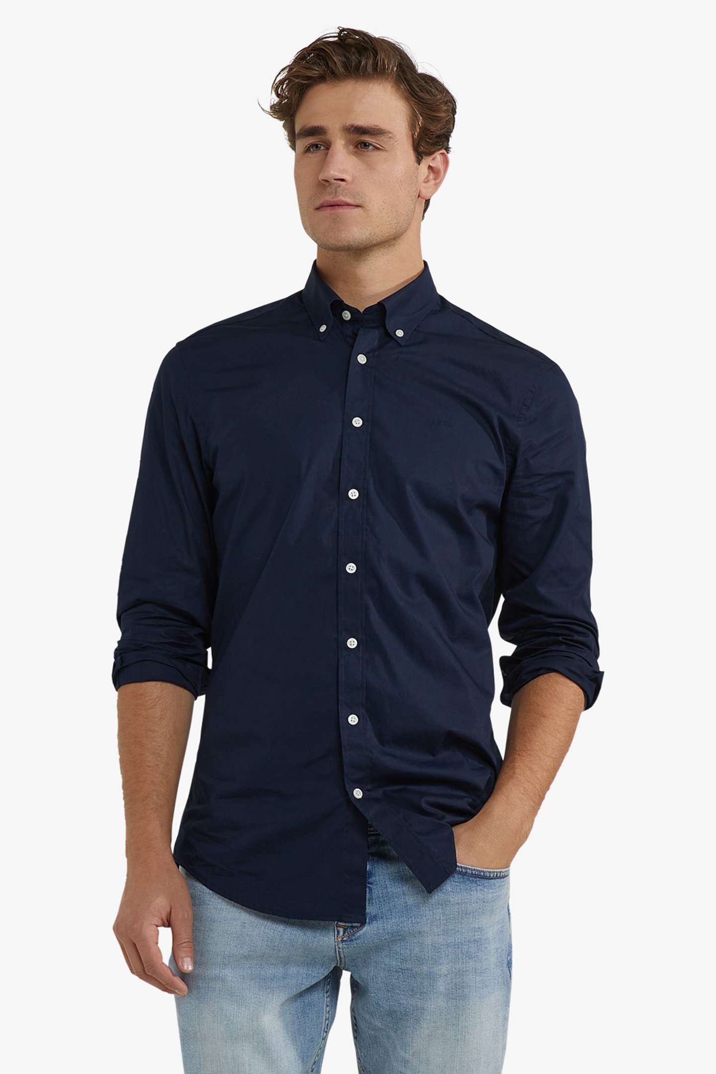 STRETCH POPLIN SHIRT NAVY 1