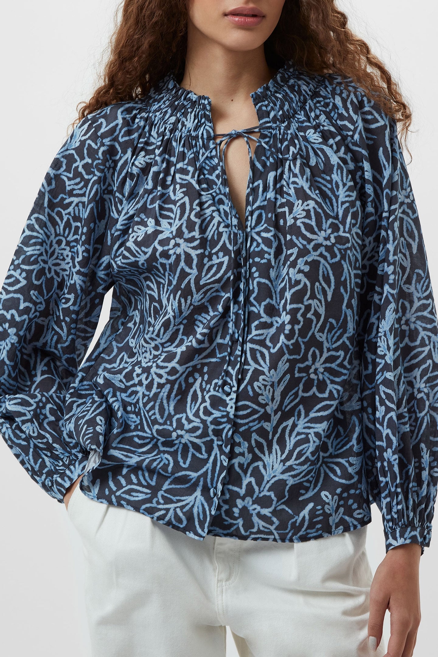 ANNA AUSTIN COTTON TOP NAVY MULTI 3