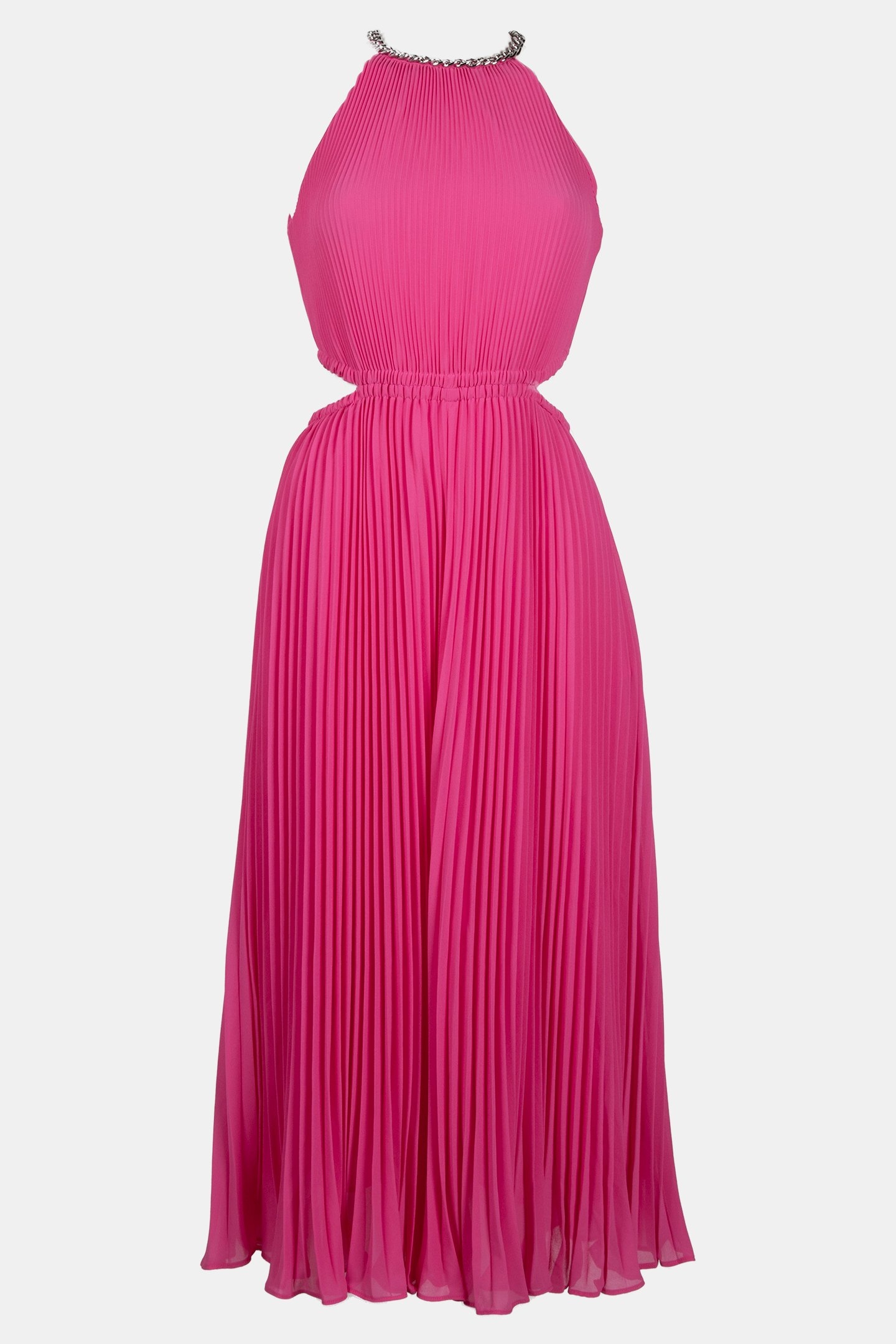 PLEATED CUTOUT DRESS CERISE 1