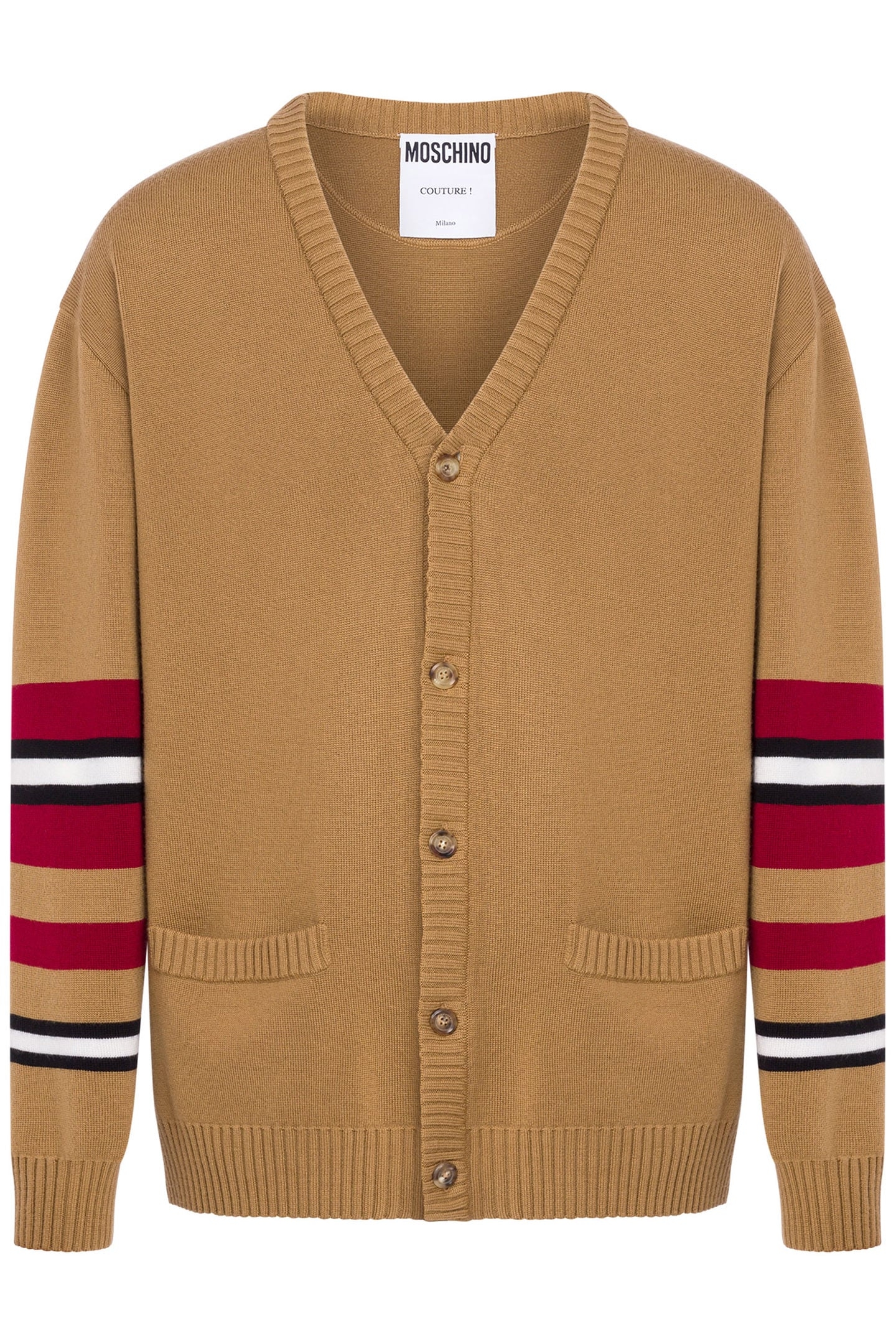 CARDIGAN WITH STRIPES INLAY BROWN 3