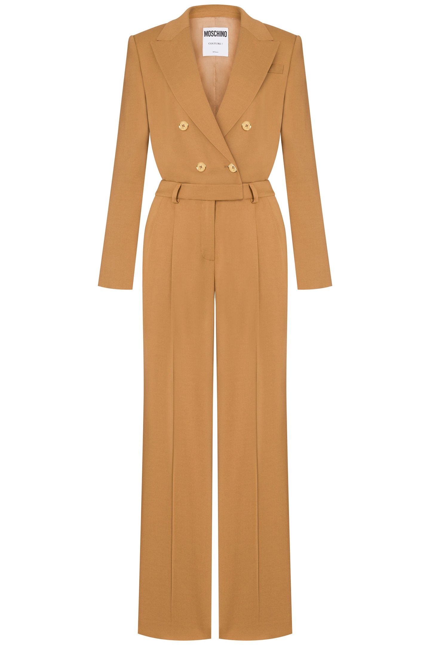 DIAGONAL JUMPSUIT IN STRETCH VISCOSE GOLD BUTTONS BROWN 3