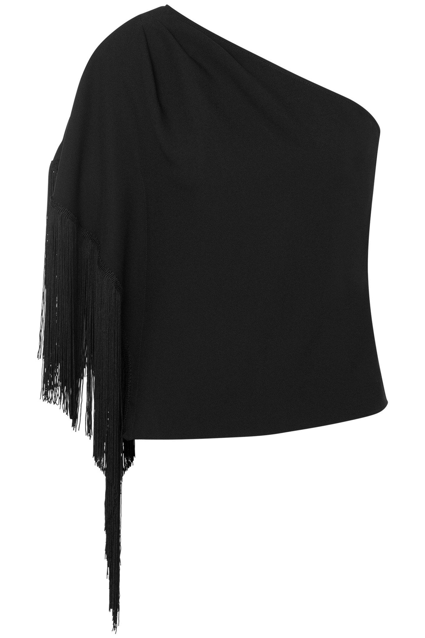 ONE-SHOULDER TOP WITH FRINGES BLACK 3