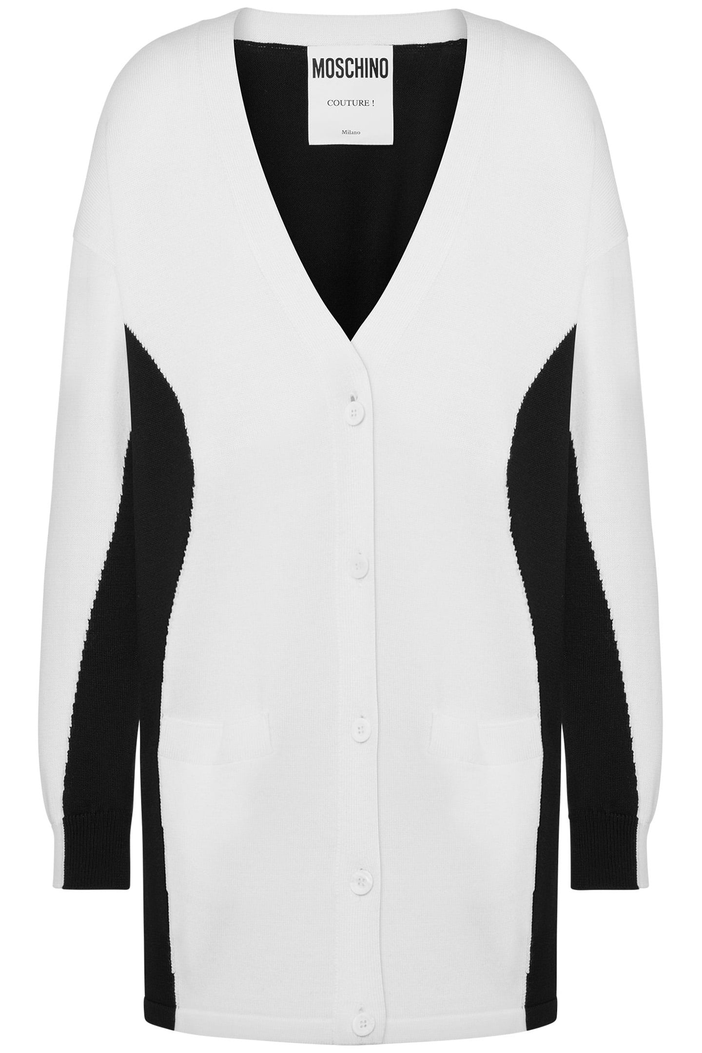 BLACK AND WHITE WOOL CARDIGAN WHITE 3