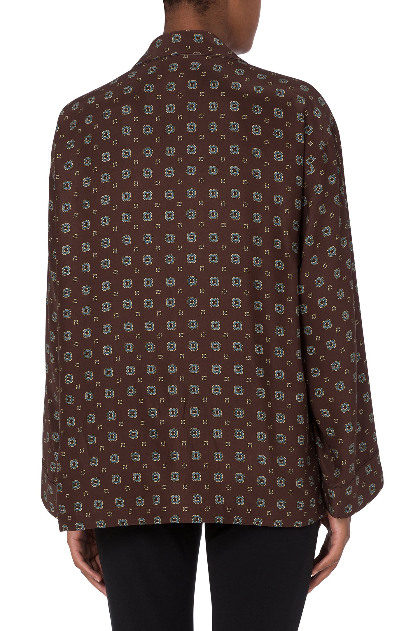 TIE PRINT SATIN SHIRT BROWN 2