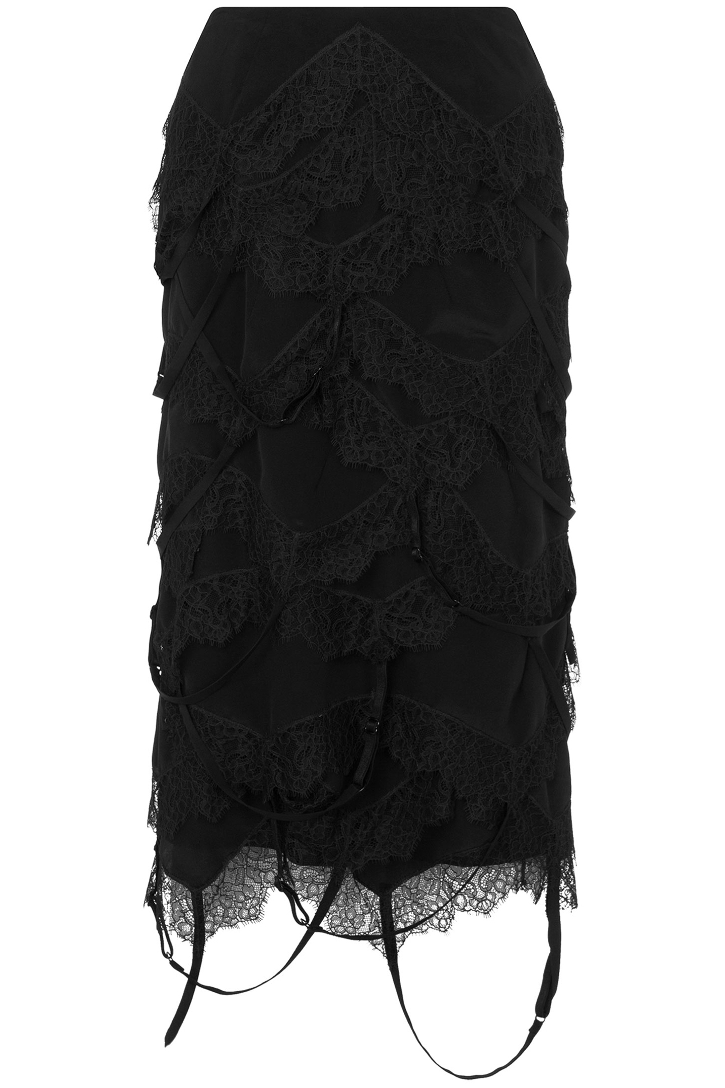 LAYER UP CRÊPE DE CHINE MIDI SKIRT BLACK 3