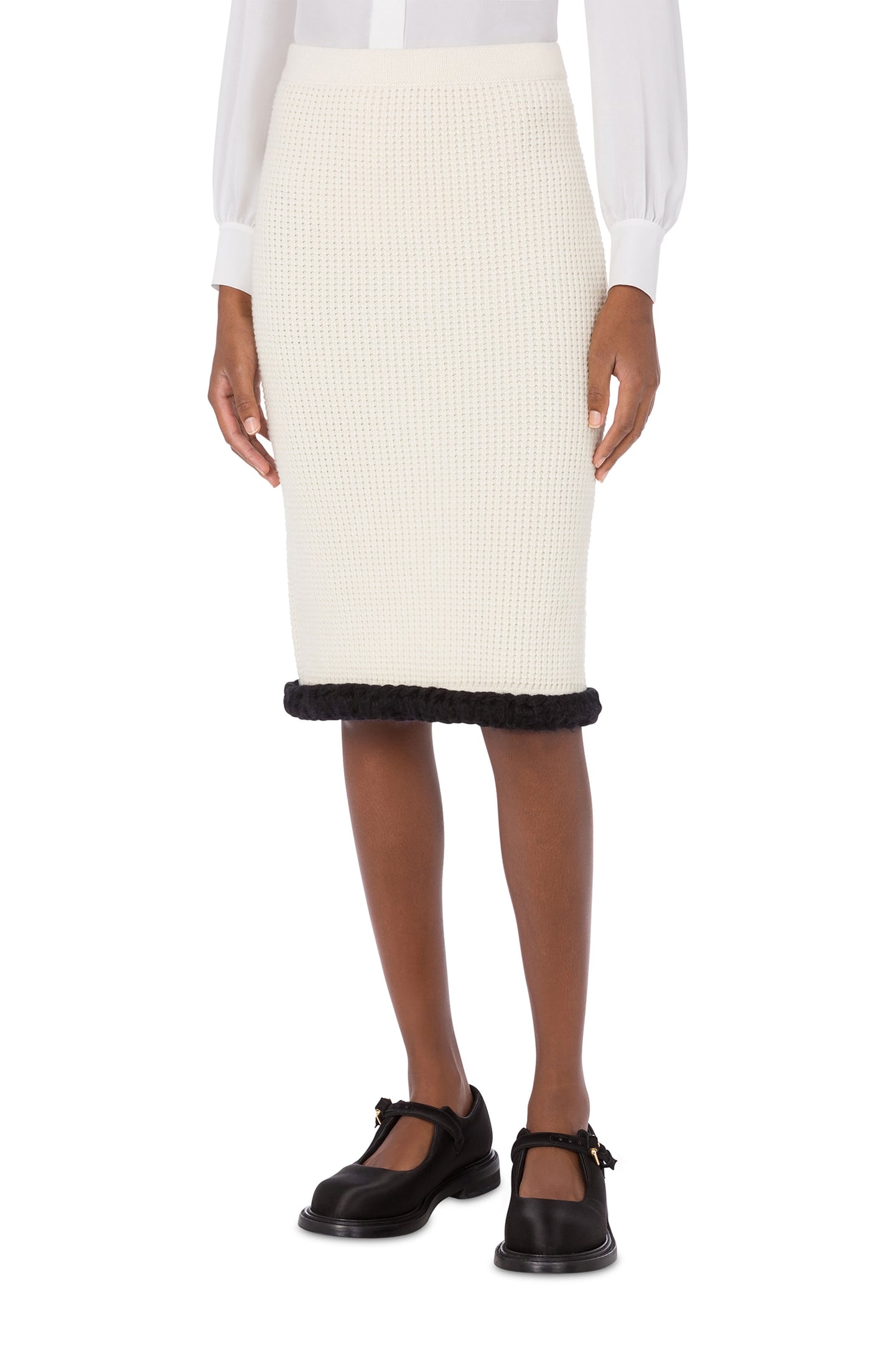 SUPERFINE LAMBSWOOL SKIRT WHITE 1